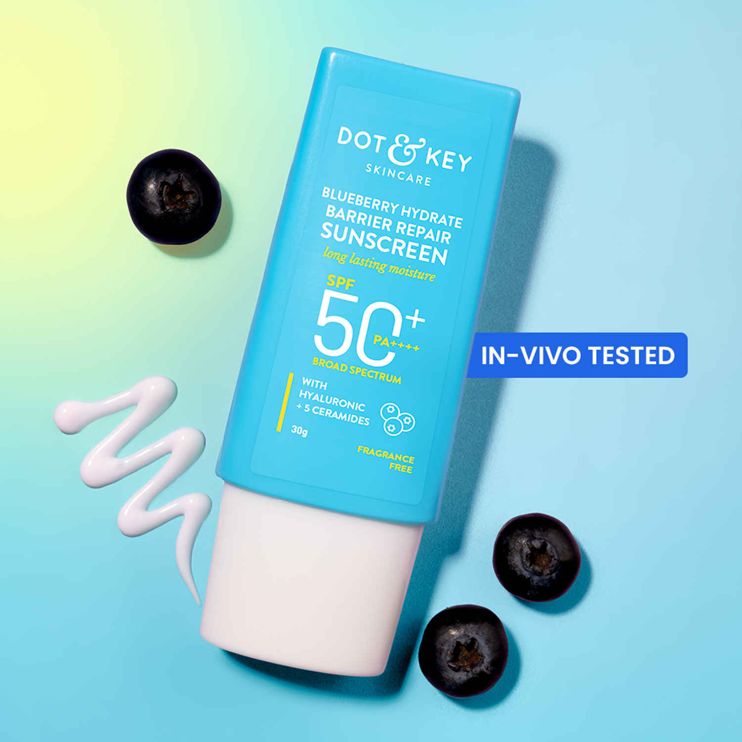 Buy Dot & Key Blueberry Hydrate Barrier Repair Sunscreen SPF 50+, PA++++ - With Hyaluronic & 5 Ceramides | In Vivo Tested Sunscreen All Skin Types with 7 UV Filters | 30 gm - Purplle