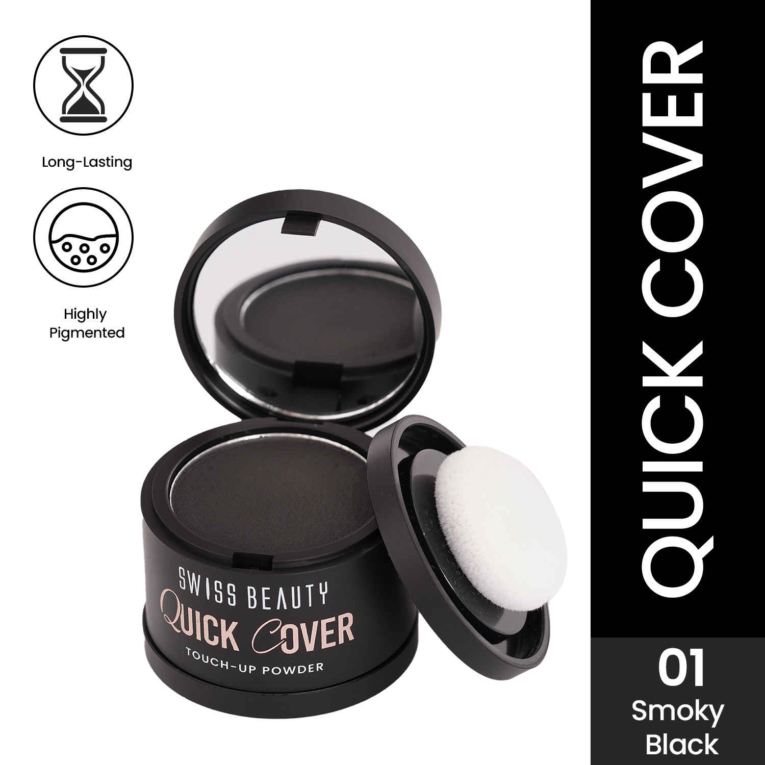 Buy Swiss Beauty Quick Cover Touch-Up Powder | Covers Grey Roots & Bald Spots Instantly | Ideal For Both Men & Women - 4 gm, Smoky Black - Purplle