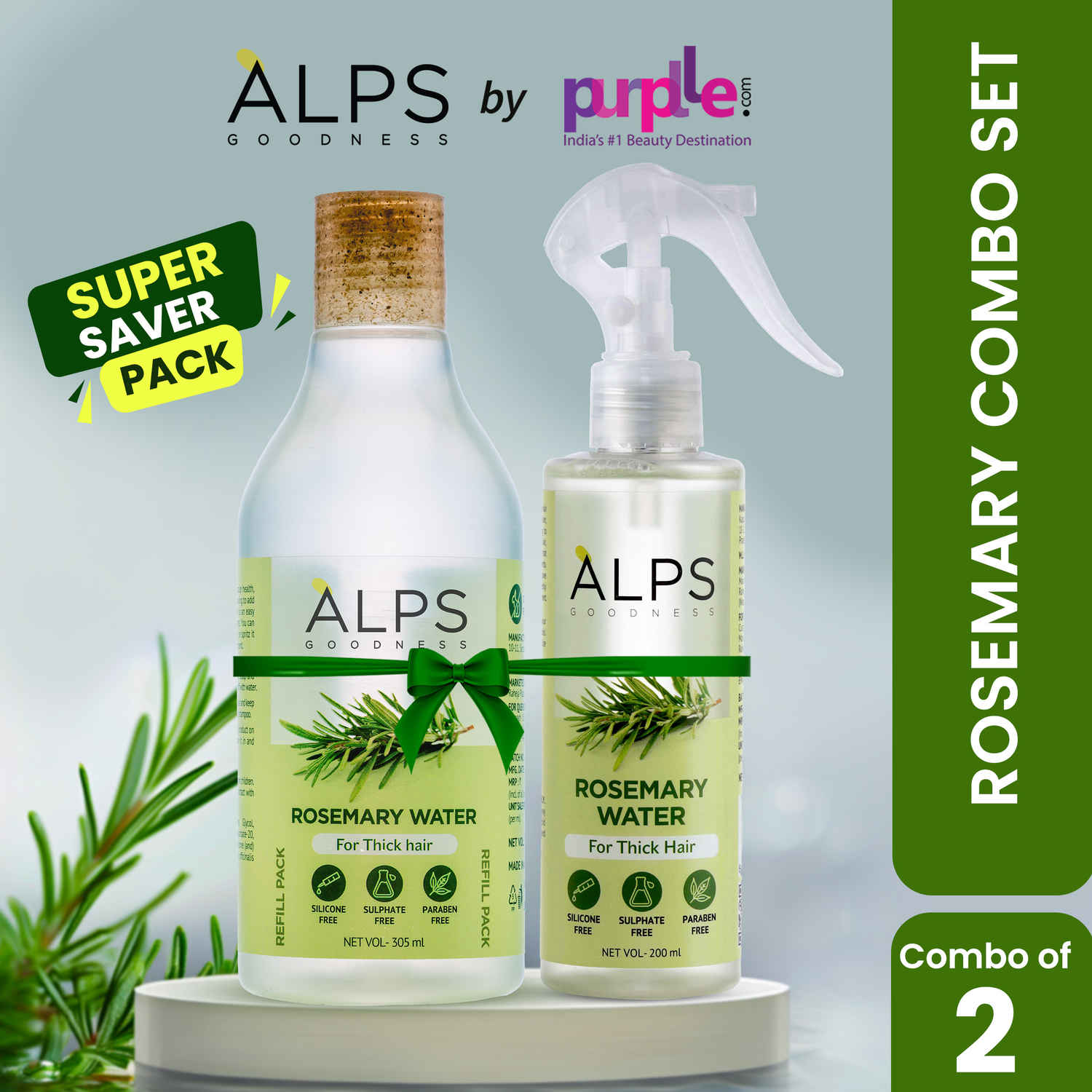 Buy Alps Goodness Hair Growth Essentials Duo with Rosemary Water Spray (200 ml) & Rosemary Water Refill Pack (305 ml)| Hair Growth Expert | Thick-Long Hair | Scalp Health - Purplle