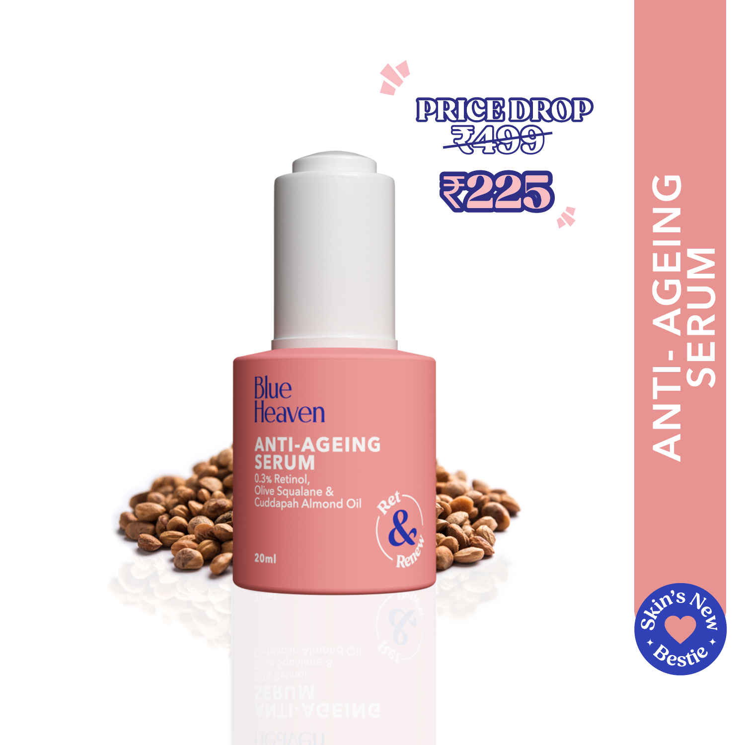 Buy Blue Heaven 0.3% Retinol Serum Infused with 10% Olive Squalane & 0.5% Cuddapah Almond Oil Face Serum for Women | Fights Premature Aging | Reduces Fine Lines & Wrinkles | Night Serum for Glowing Skin | 20 ml - Purplle