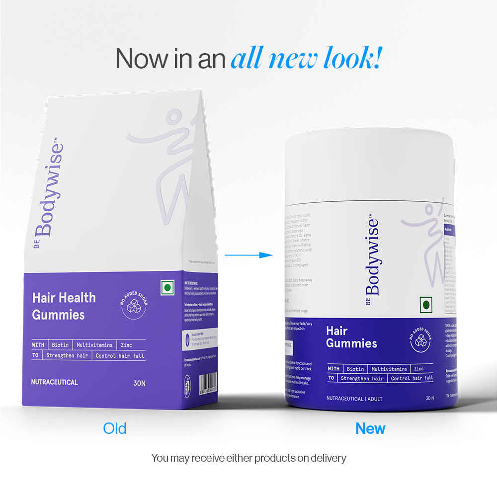 Buy Be Bodywise Biotin Hair Gummies for Stronger, Shinier Hair & Nails | 30 Day Pack | With Biotin, Zinc, Folic Acid, Fibre & Multivitamin | Strawberry Flavour | No Added Sugar, Gut Friendly - Purplle