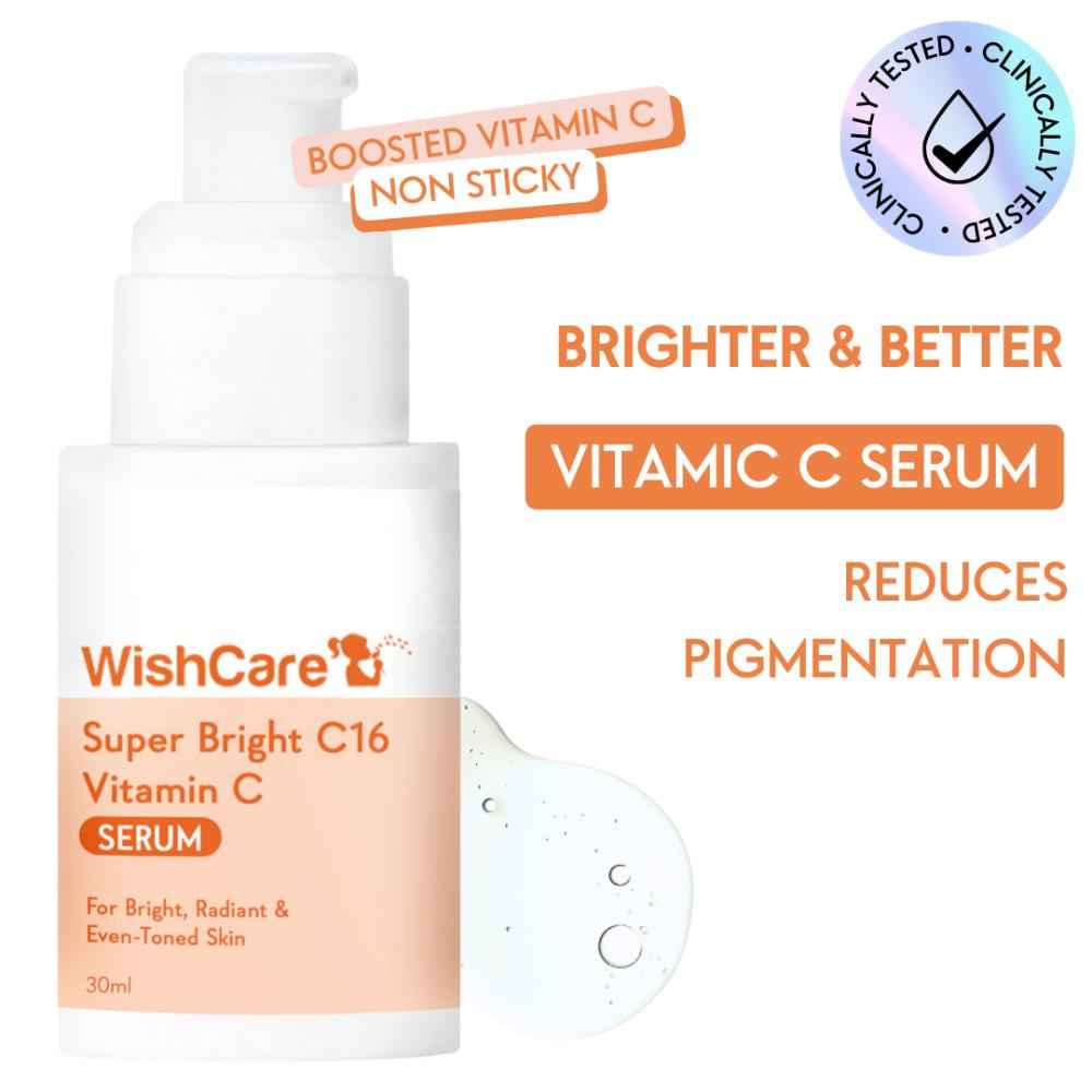 Buy WishCare Super Bright C16 Vitamin C Face Serum - Niacinamide, Kojic Acid & 4-n-BR - For Pigmentation - 30 ml - Purplle