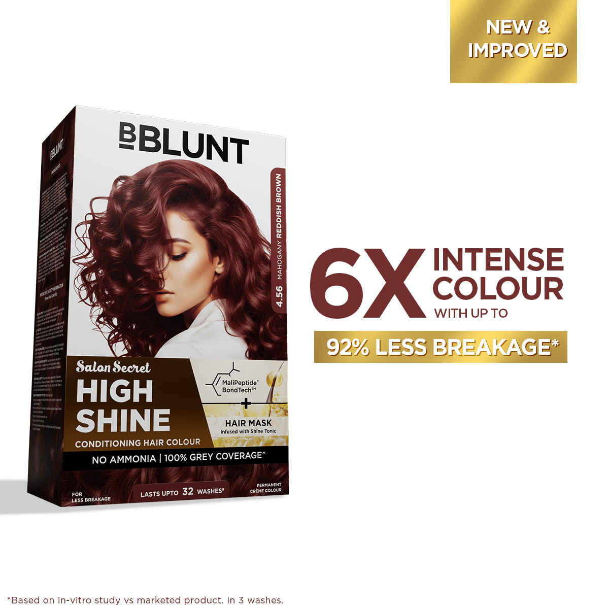 Buy BBLUNT Salon Secret High Shine Conditioning Hair Colour With MaliPeptide BondTech™ to reduce breakage |Mahogany Reddish Brown 4.56 |No Ammonia 100% Grey Coverage - 130 gm - Purplle