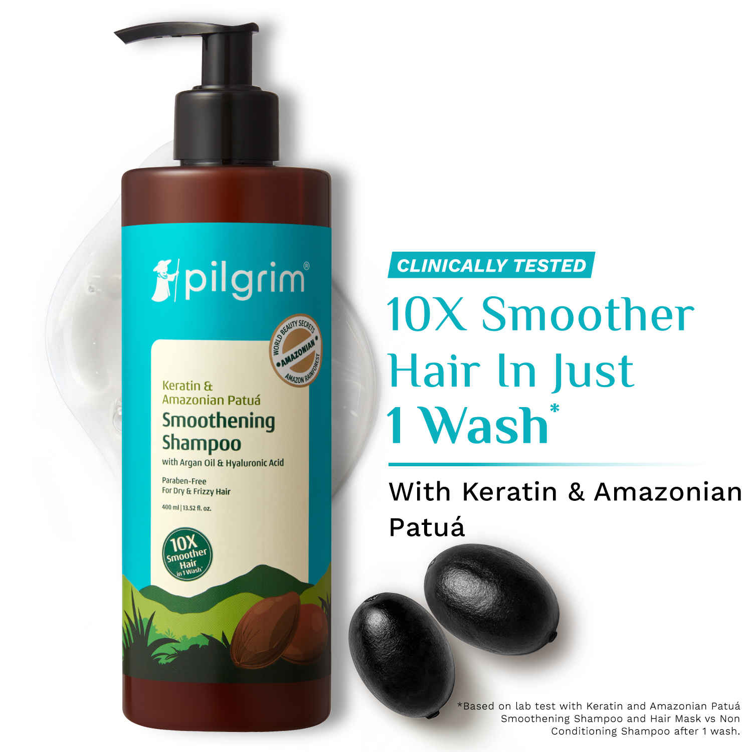 Buy Pilgrim Patua Smoothening Shampoo For Dry & Frizzy Hair - 400 ml - Purplle