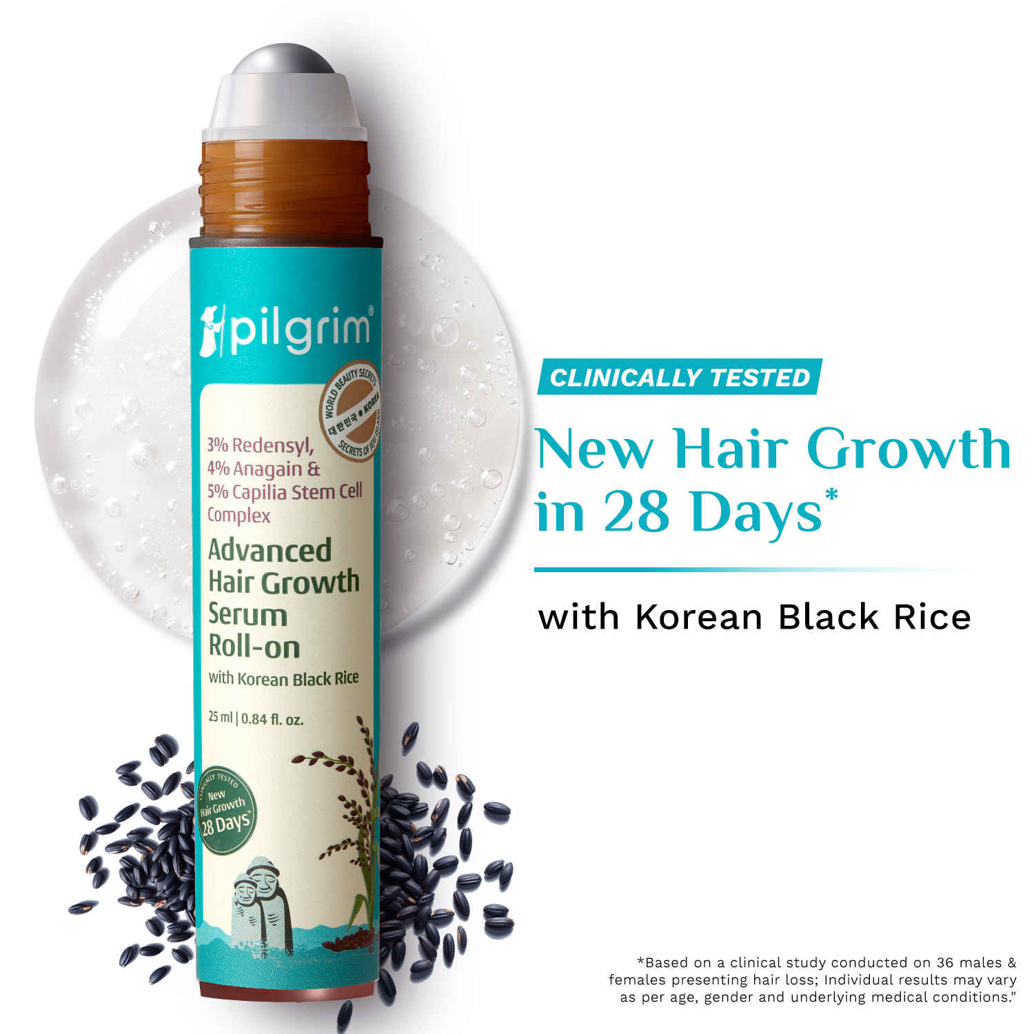 Buy Pilgrim 3% Redensyl, 4% Anagain & 5% Capilia Stem Cell Complex Advanced Hair Growth Serum Roll-On - 25 ml - Purplle