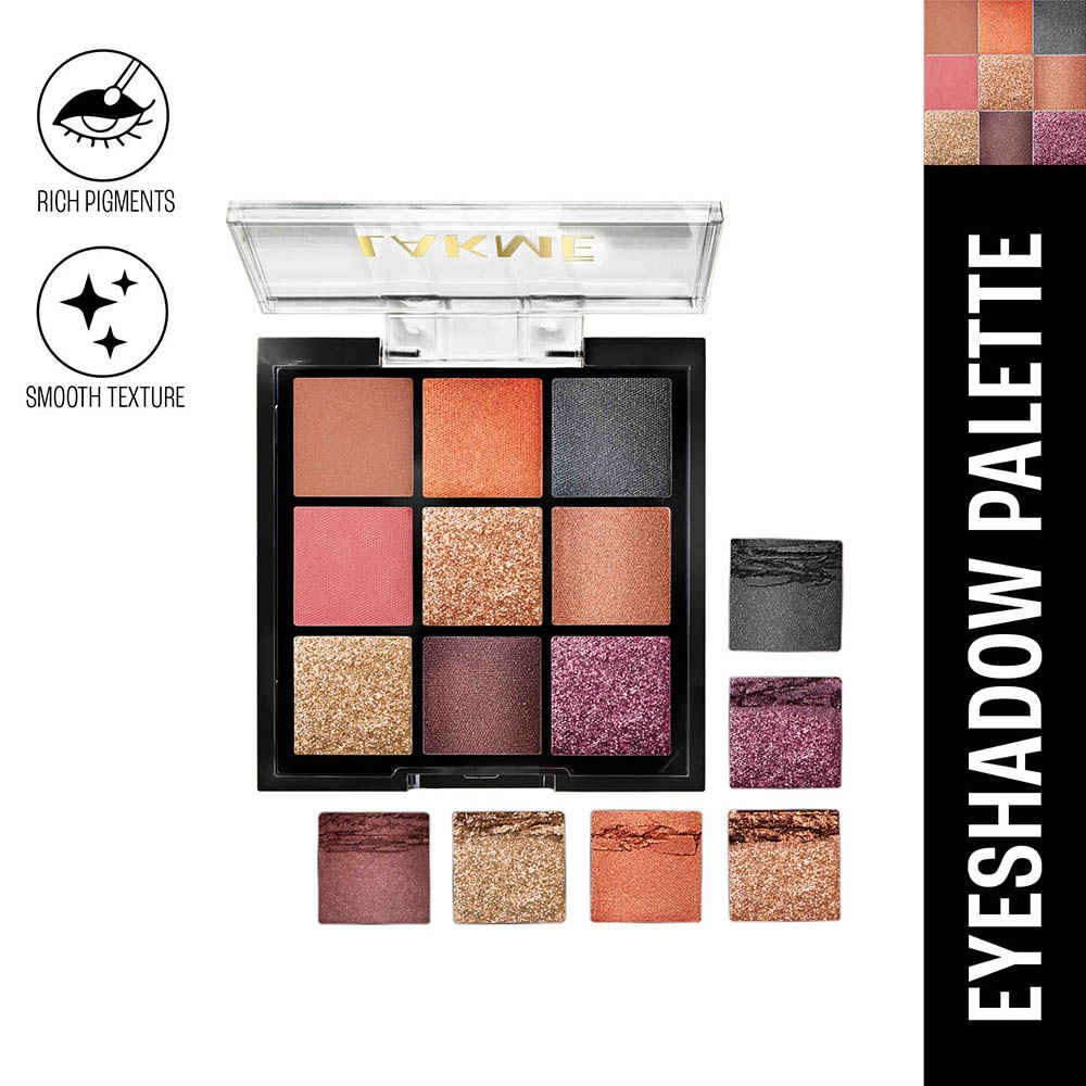 Buy Lakme Ultimte Glam Eyeshadow, 9 shades, Intense Payoff, Easy to blend, Shimmer & Smoke 11.7 gm - Purplle