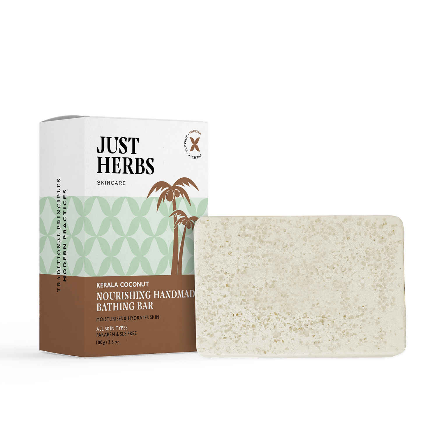 Buy Just Herbs Kerala Coconut Handmade Bathing Bar (100 gm) - Purplle