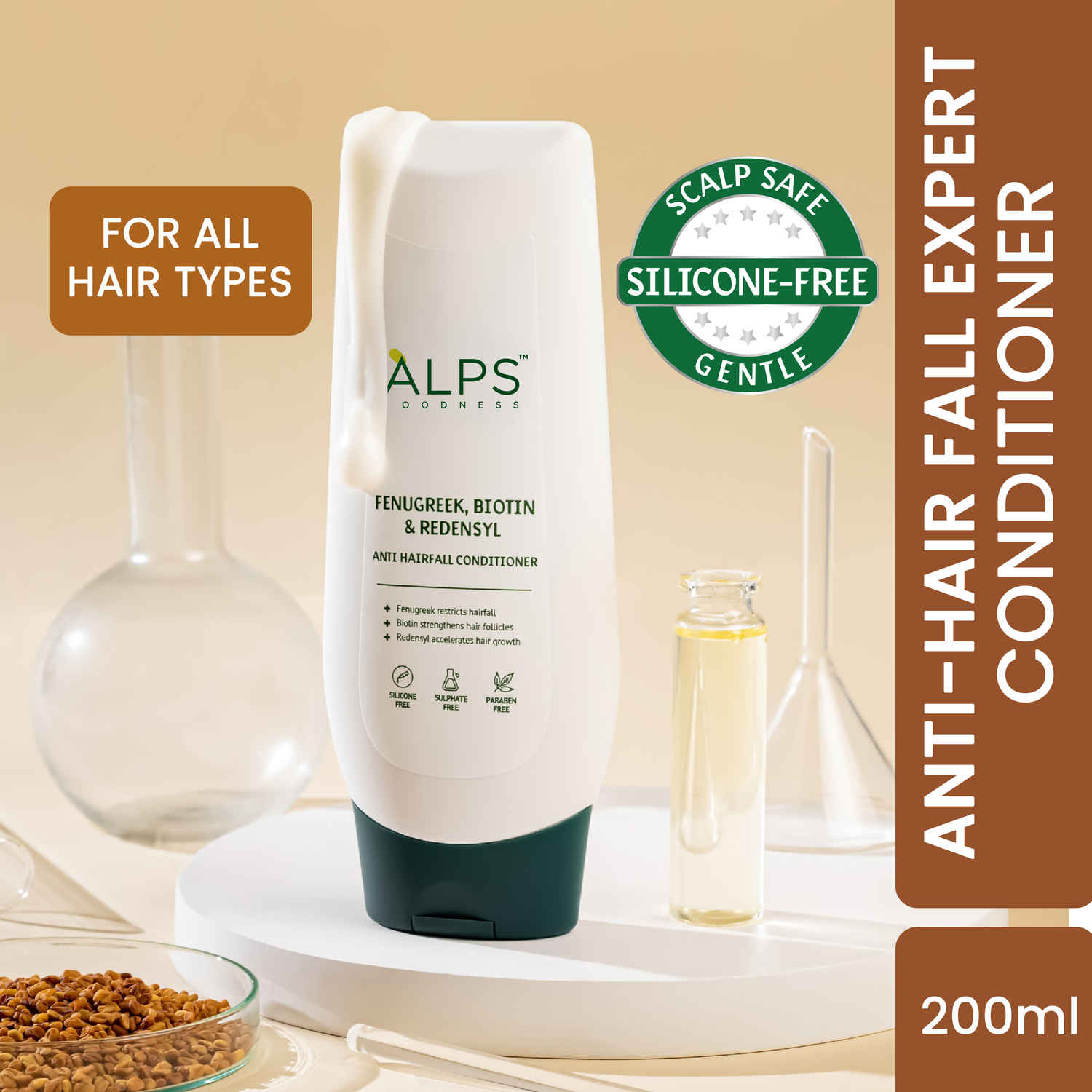 Buy Alps Goodness Fenugreek, Biotin and Redensyl Anti Hairfall Hair Conditioner (200 ml)| Methi Hairloss Control Conditioner For All Hair Types | Silicone, Sulphate & Paraben Free | Vegan & Cruelty Free - Purplle