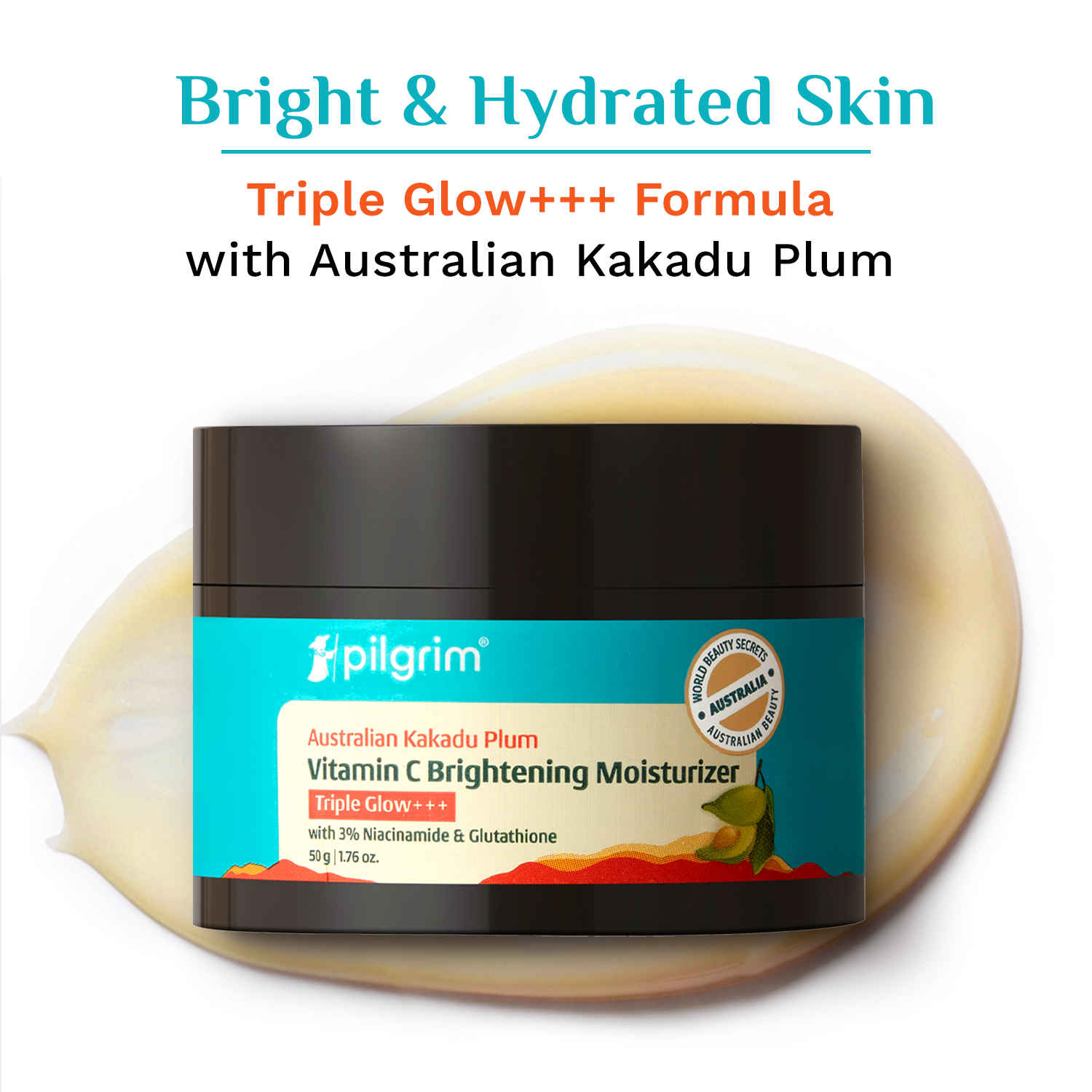 Buy Pilgrim Australian Kakadu Plum Vitamin C Face Moisturizer with Niacinamide for Glowing Skin | Triple Glow Brightening Cream | Hydrating Gel for Dark Spots & Pigmentation Removal | For All Skin - 50 gm - Purplle