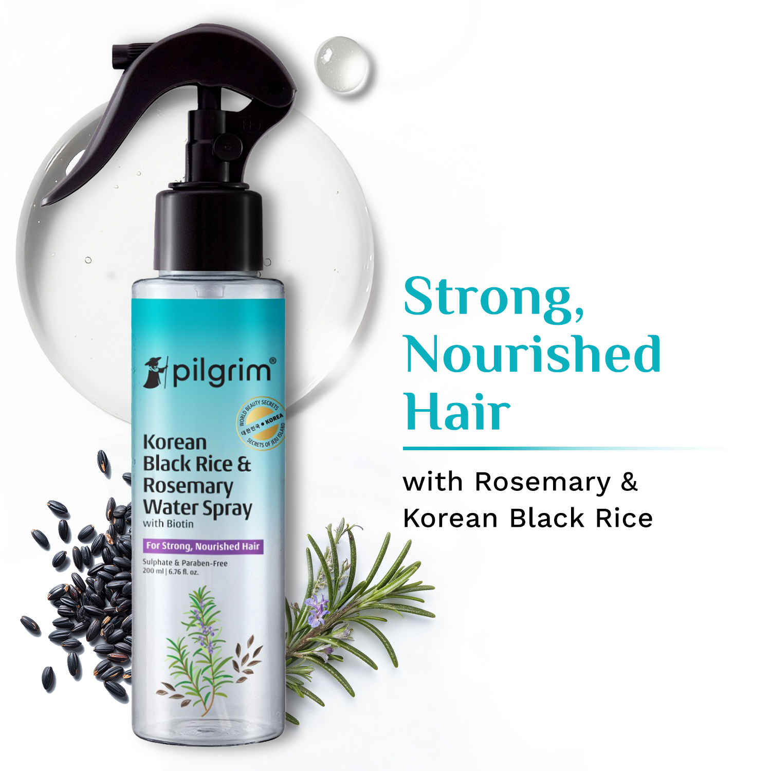Buy Pilgrim Korean Black Rice and Rosemary Water Spray 200 ml - Purplle