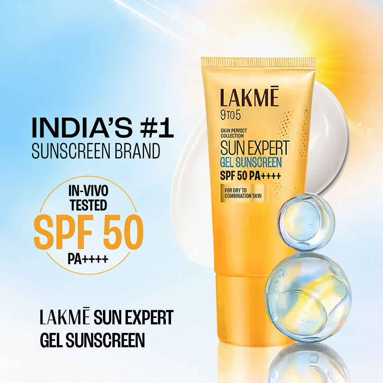 Buy Lakme Sunscreen Gel SPF 50 Pa+++Niacinamide, Water-Light, For Normal To Oily Skin,No White Cast (50 gm) - Purplle