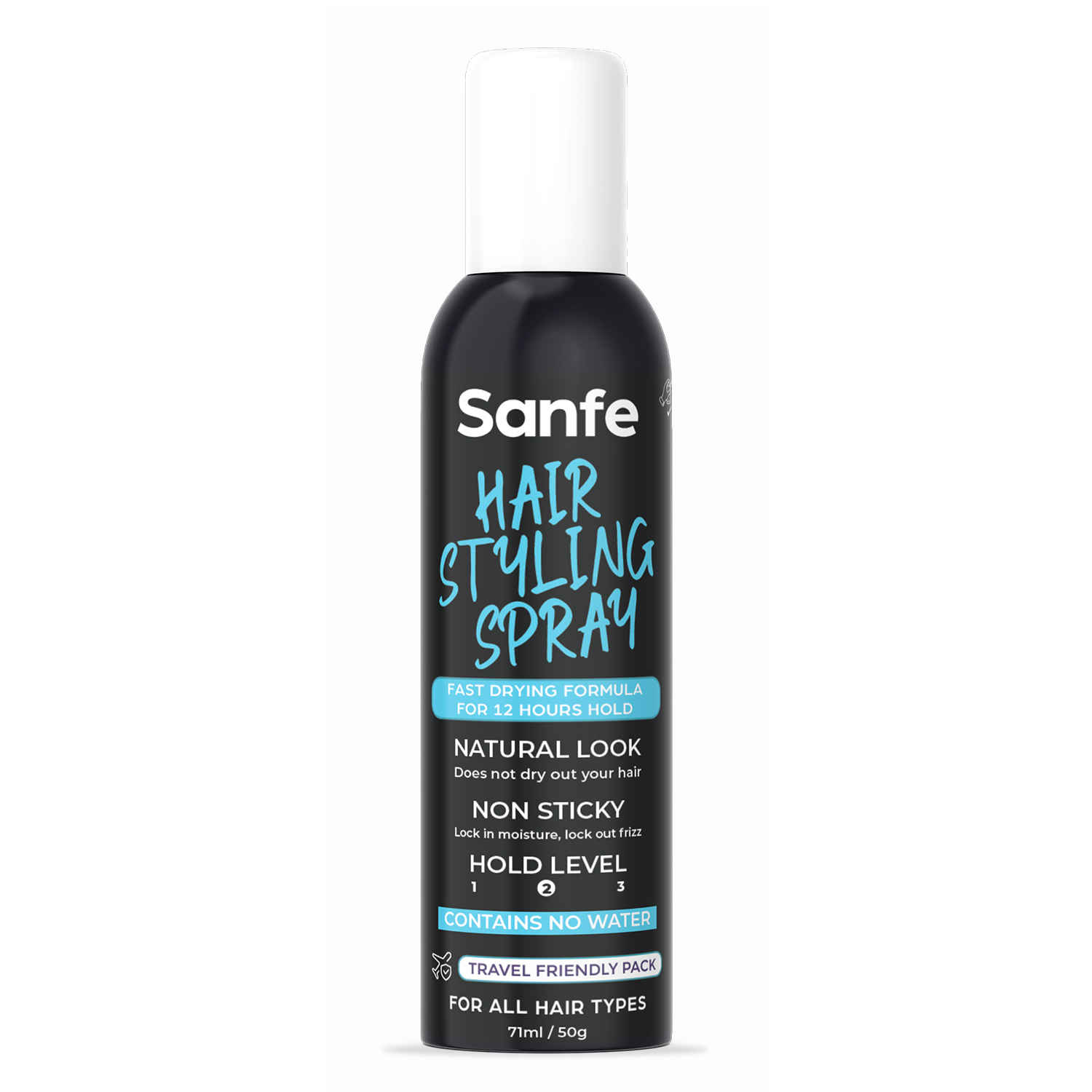 Buy Sanfe Hair Styling Spray | Fast Drying Formula, For 12 Hours Hold | Natural Look, Non-Sticky | Contains No Water, For all hair types | 71 ml - Purplle