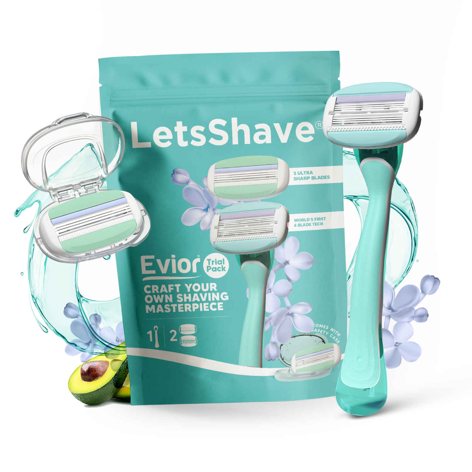 Buy LetsShave Evior Trial Kit for Women with Mid Flex | World's First 6 and 3 Blade System Razor - Purplle
