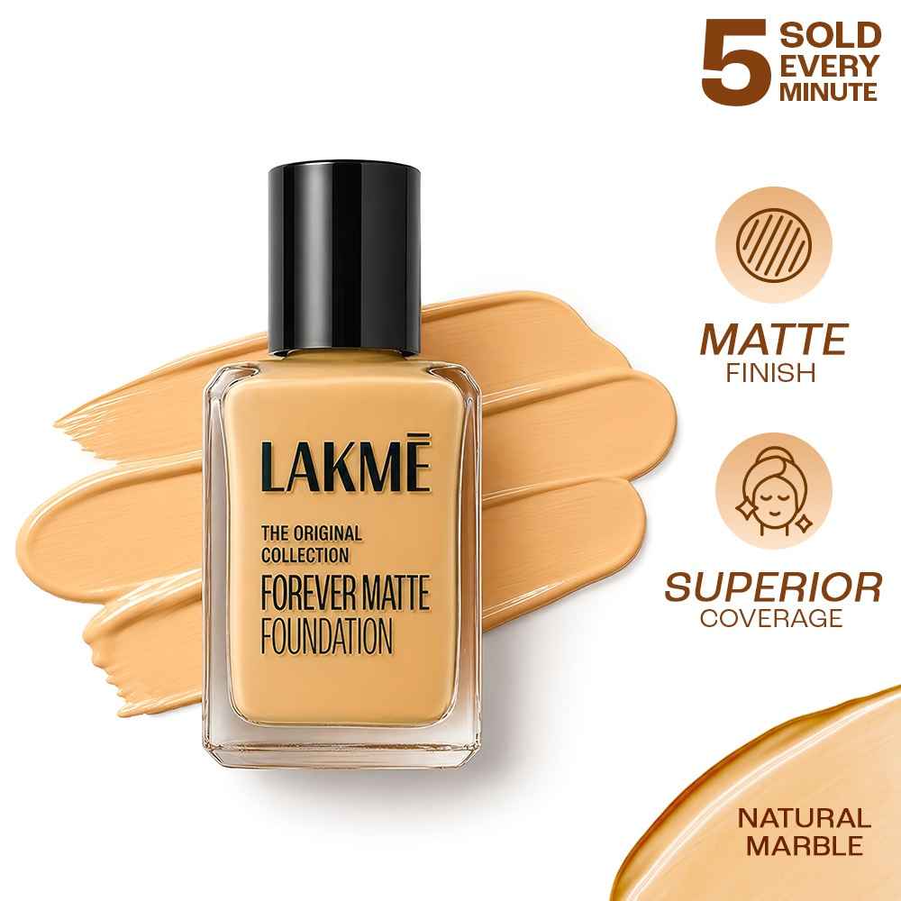 Buy Lakme Forever Matte Foundation For Superior Coverage Vit E Lightweight & Water-Natural Marble 27 ml - Purplle
