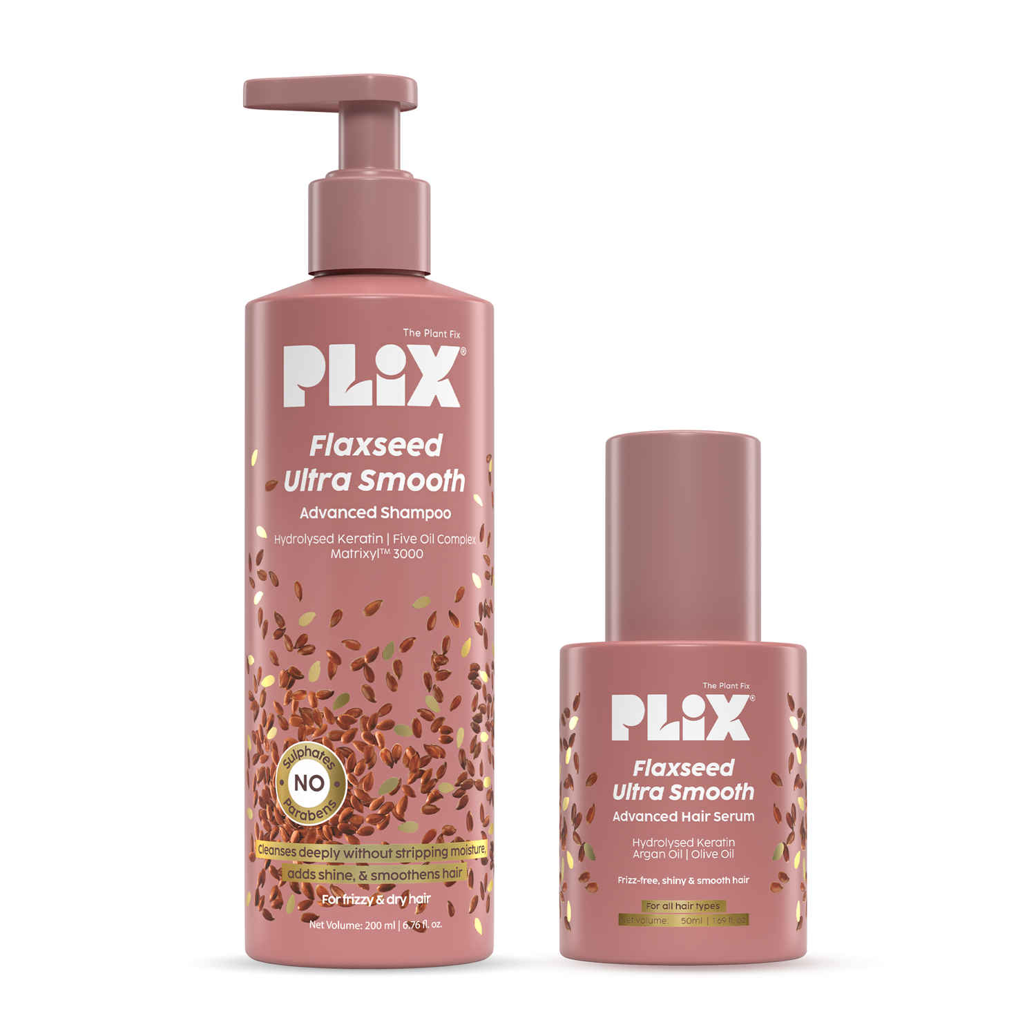 Buy PLIX Flaxseed Ultrasmooth Advanced Shampoo & Anti-Frizz SerumCombo | | Plant Keratin PF & Argan Oil | Smooth & Manageable Hair | Controls Frizz | Paraben & Sulphate Free - 250 ml - Purplle