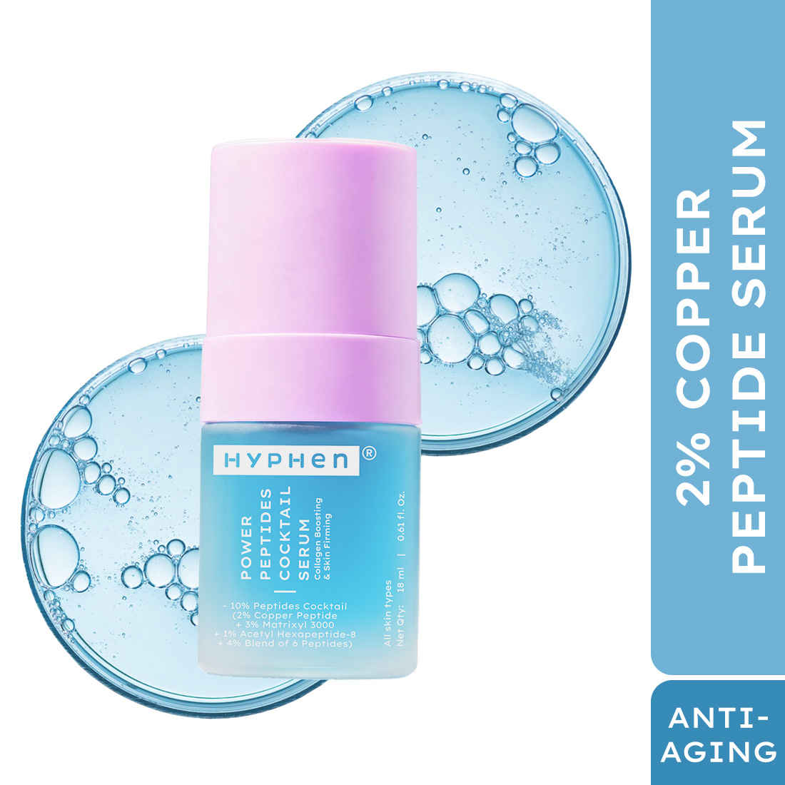 Buy Hyphen 10% Peptide with 2% Copper Peptide Face Serum | Advanced Youth Formula | Boosts Collagen & Elastin | All Skin Types - 18 ml - Purplle