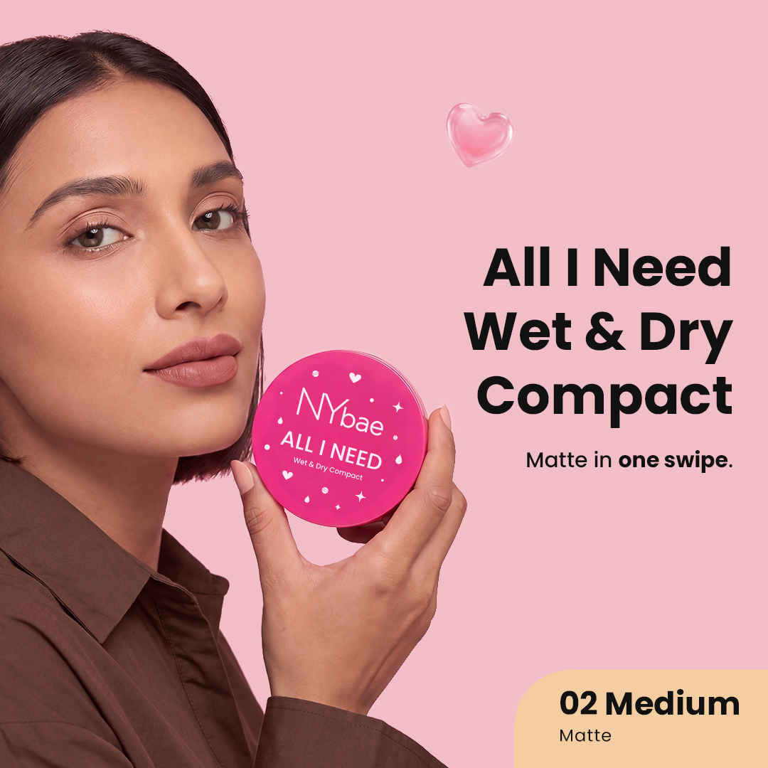 Buy Nybae All I Need Wet & Dry Compact Powder- Medium 02 |Lightweight & Blendable | Matte Finish | Wet & Dry Compact Use | Long-Lasting Oil Control & Coverage | Perfect for Daily Wear | 9 gm - Purplle