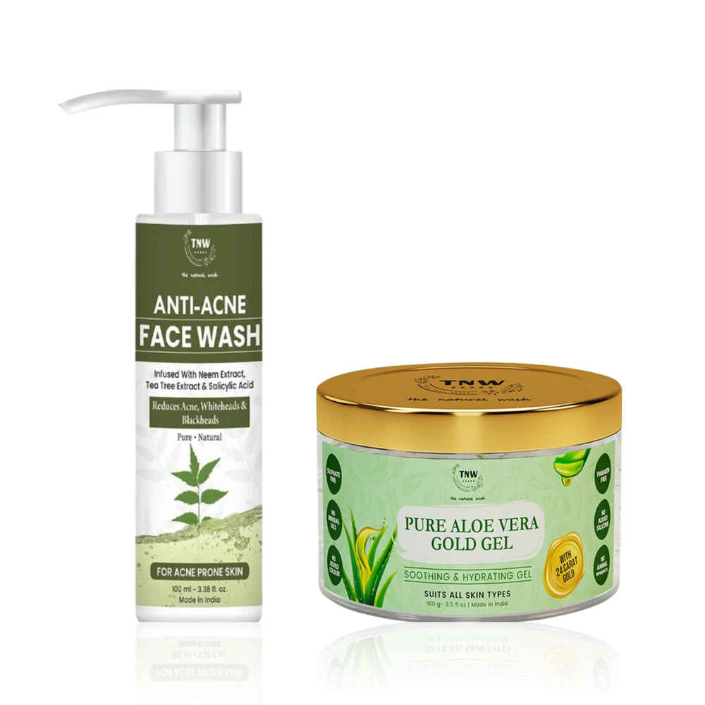 Buy TNW The Natural Wash Anti Acne Face Wash (100 ml) + Pure Aloe Vera Gold Gel (100 gm) | Combo of 2 - Purplle