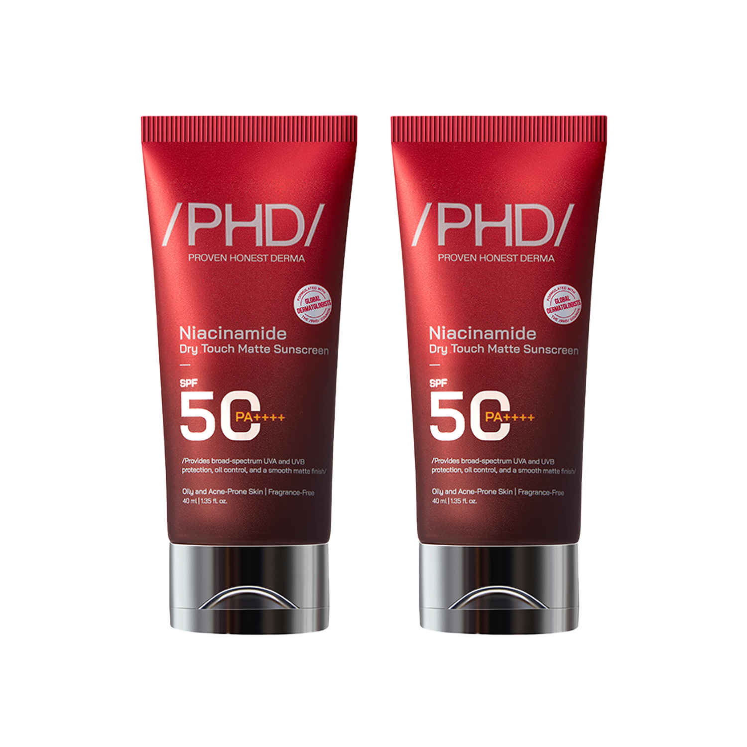 Buy Proven Honest Derma (PHD) Niacinamide Dry Touch Matte Sunscreen SPF 50 PA++++ | Sunscreen for Oily & Acne-Prone Skin | Oil-Free, Non-Greasy, Lightweight with Broad-Spectrum UV Filters,| Matte Finish sunscreen | (Pack of 2) - Purplle