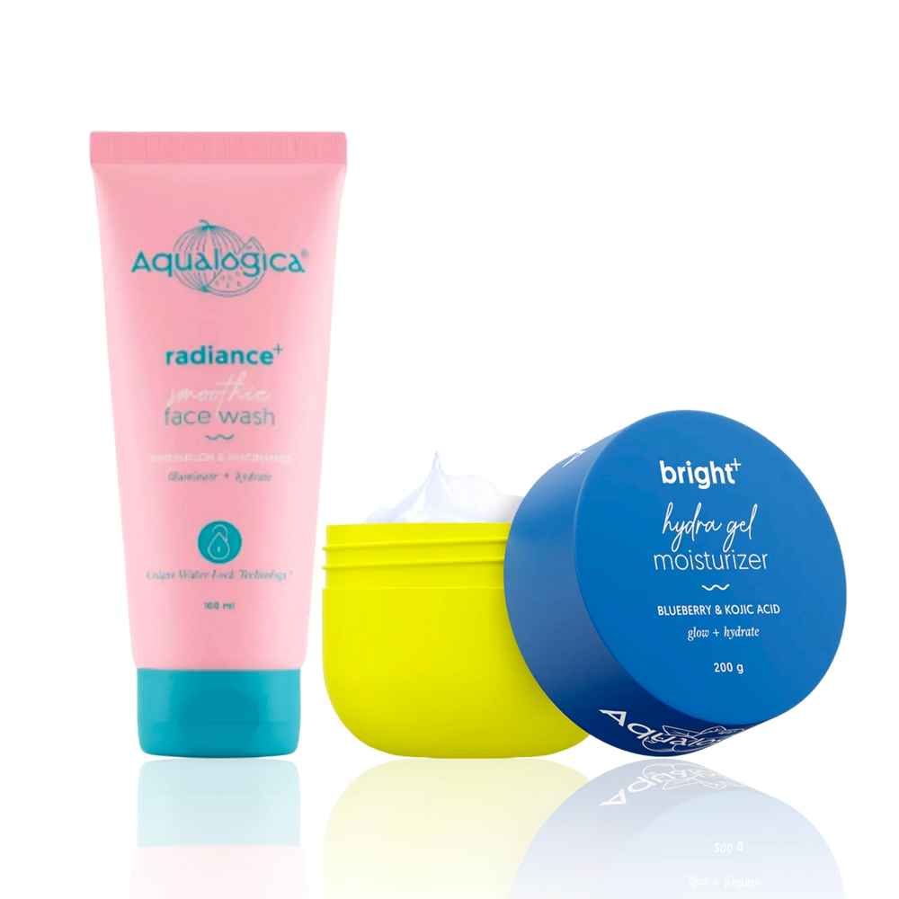 Buy Aqualogica Watermelon & Blueberry Glow Duo: Aqualogica Radiance+ Smoothie Face Wash with Watermelon & Niacinamide for Clear & Oil-Free Skin (100 ml) + Aqualogica Bright+ Hydra Gel Moisturizer with Blueberry & Kojic Acid (200 gm) - Combo of 2 - Purplle