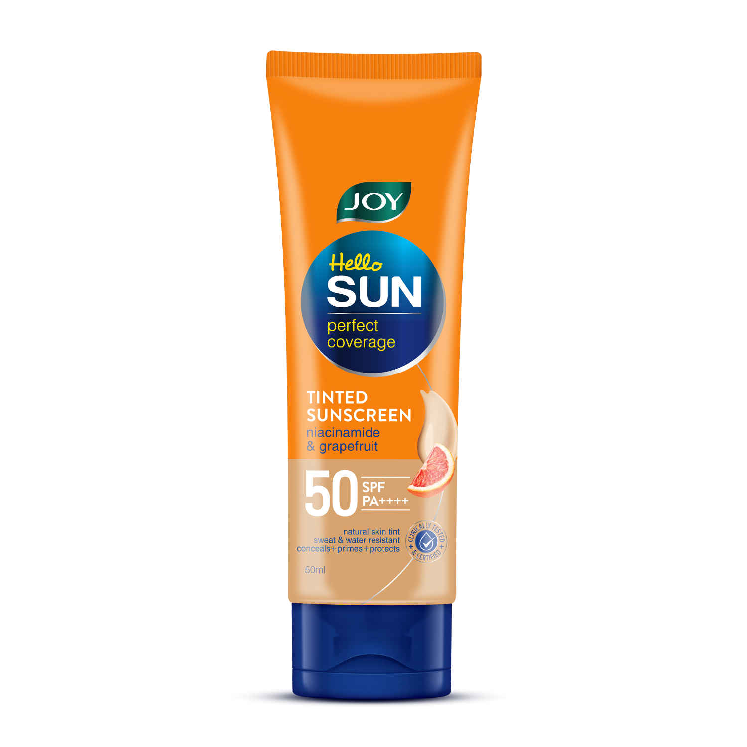 Buy Joy Hello Sun Tinted Sunscreen SPF 50 PA +++ (50 ml) | Mattifying + Natural Tone | Protects Against UVA/UVB | Evens Skin Tone | Lightweight, Water & Sweat Resistant | For All Skin Types - Purplle