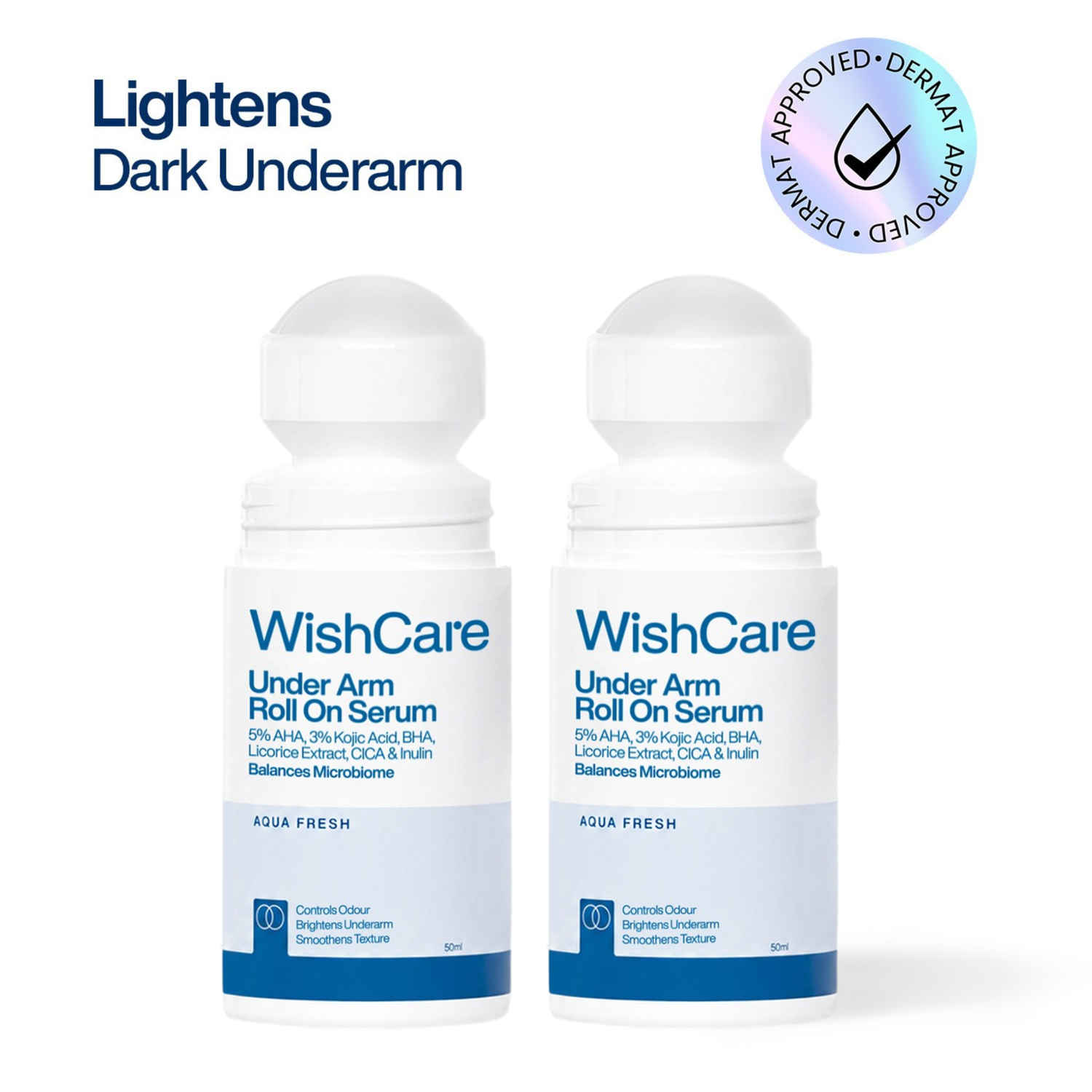 Buy WishCare Aqua Fresh Under Arm Roll On Serum Duo|5% AHA & 3% Kojic Acid|Treats Pigmentation & Odour Pack of 2 - Purplle