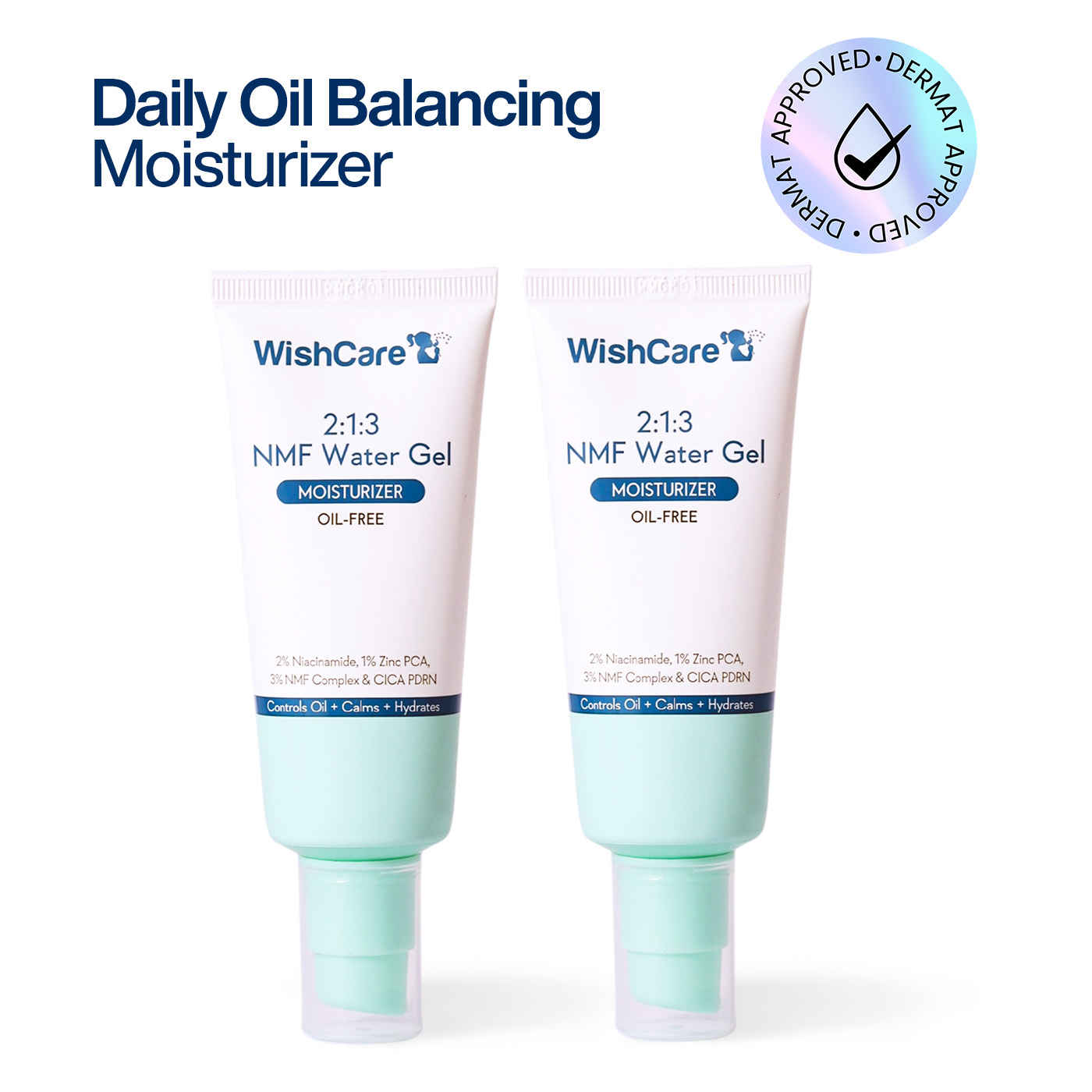 Buy Wishcare 2:1:3 NMF Water Gel Moisturizer|For Oily & Sensitive Skin|Controls Oil & Hydrates Pack of 2 - Purplle