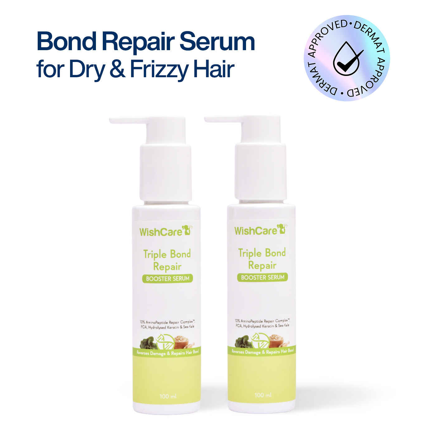 Buy WishCare Triple Bond Repair Booster Hair Serum Duo|Repairs Damaged Dry & Frizzy Hair|Increases Shine Pack of 2 - Purplle