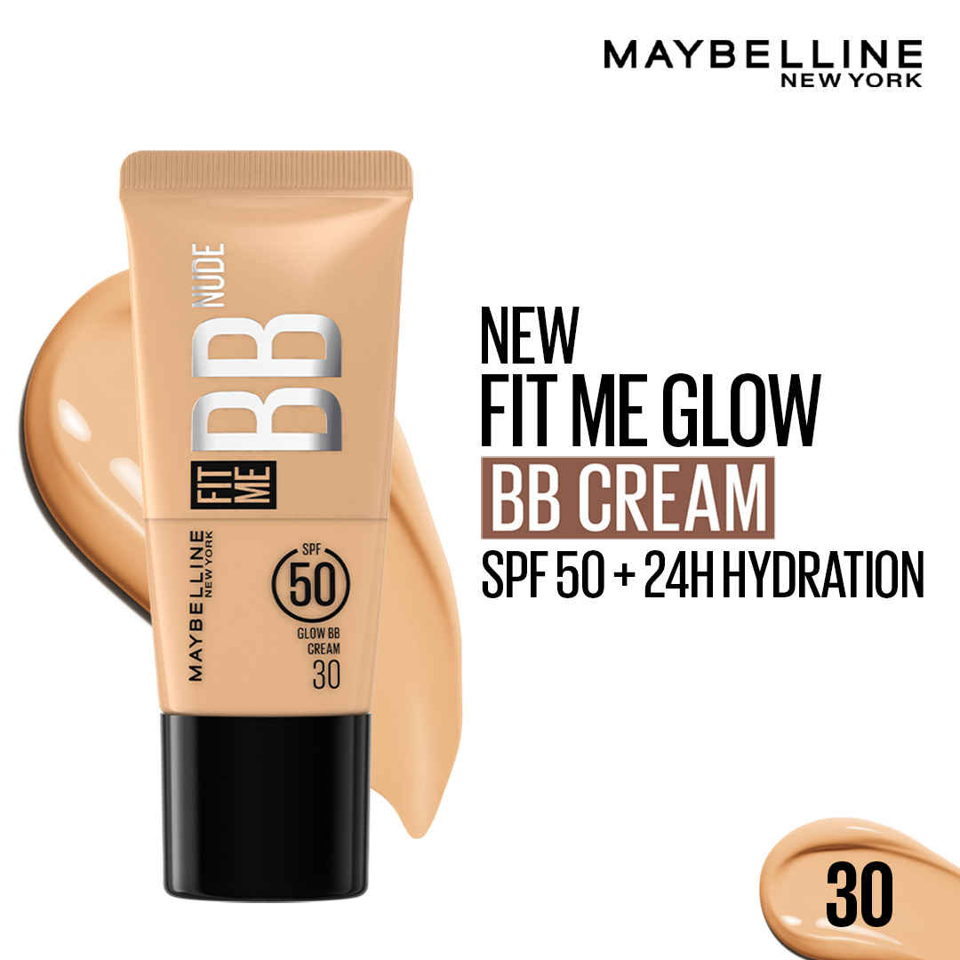Buy Maybelline New York Fit Me Glow BB Cream, SPF 50 + 24H Hydration With Niacinamide & Hyaluronic Acid, Dewy Finish for Normal to Dry Skin - Shade 30, 25 ml - Purplle
