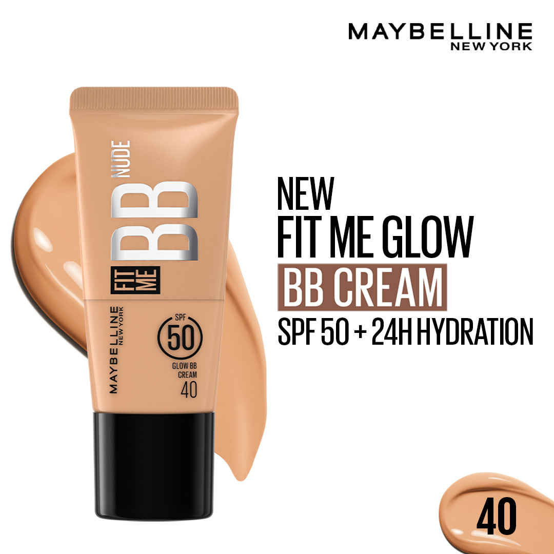 Buy Maybelline New York Fit Me Glow BB Cream, SPF 50 + 24H Hydration With Niacinamide & Hyaluronic Acid, Dewy Finish for Normal to Dry Skin - Shade 40, 25 ml - Purplle