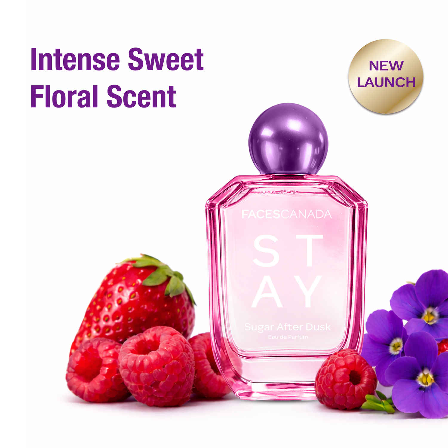 Buy FACES CANADA STAY Sugar After Dusk Eau de Parfum for Women, 50 ml | Long-Lasting Sweet Berry Floral Perfume with Raspberry, Strawberry, Violet & Praline | Gifts for Women | Premium Fragrance - Purplle