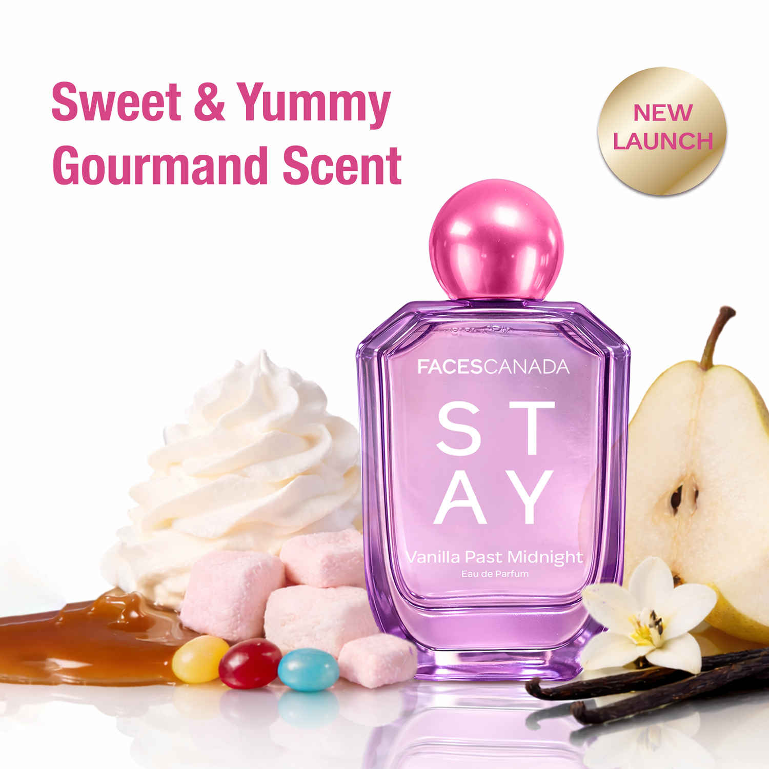 Buy FACES CANADA STAY Vanilla Past Midnight Eau de Parfum for Women, 50 ml | Long-Lasting Sweet Gourmand Perfume with Caramel, Vanilla, Tonka & Sandalwood | Gifts for Women | Premium Fragrance - Purplle