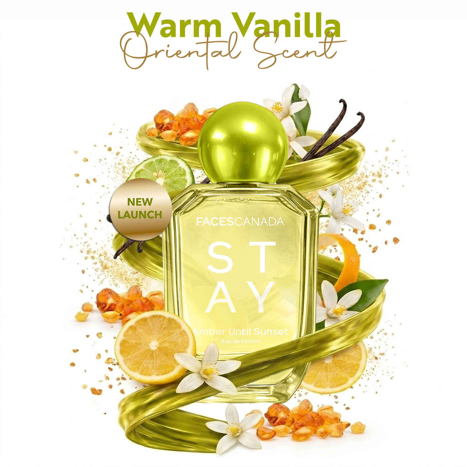 Buy FACES CANADA STAY Amber Until Sunset Eau de Parfum for Women, 50 ml | Long-Lasting Oriental, Ambery Vanilla Perfume with Bergamot, Amber, Vanilla & Musk | Warm Day-to-Night Scent| Gifts for Women | Premium Fragrance - Purplle