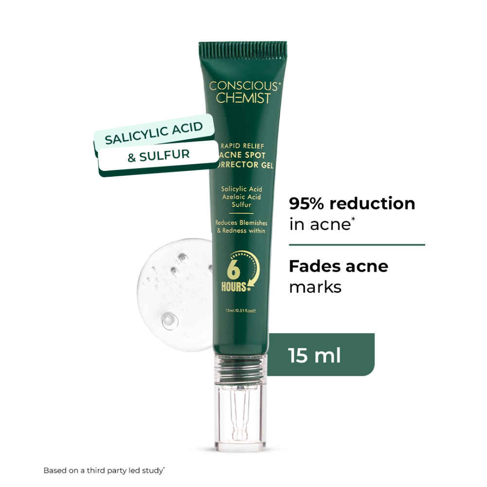 Buy Conscious Chemist Rapid Relief Acne Spot Corrector Gel | 15 gm | Triple-Action Treatment with 2% Salicylic Acid & Azelaic Acid | Clears Pimples, Reduces Redness & Fades Dark Spots | For Men & Women - Purplle