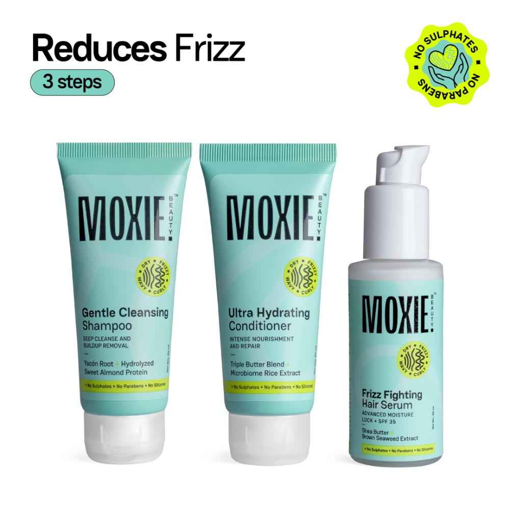 Buy Moxie Beauty Ditch-The-Frizz Travel Trio - Shampoo (50 ml) , Conditioner (50 ml) & Hair Serum (50 ml) Combo of 3 - Purplle