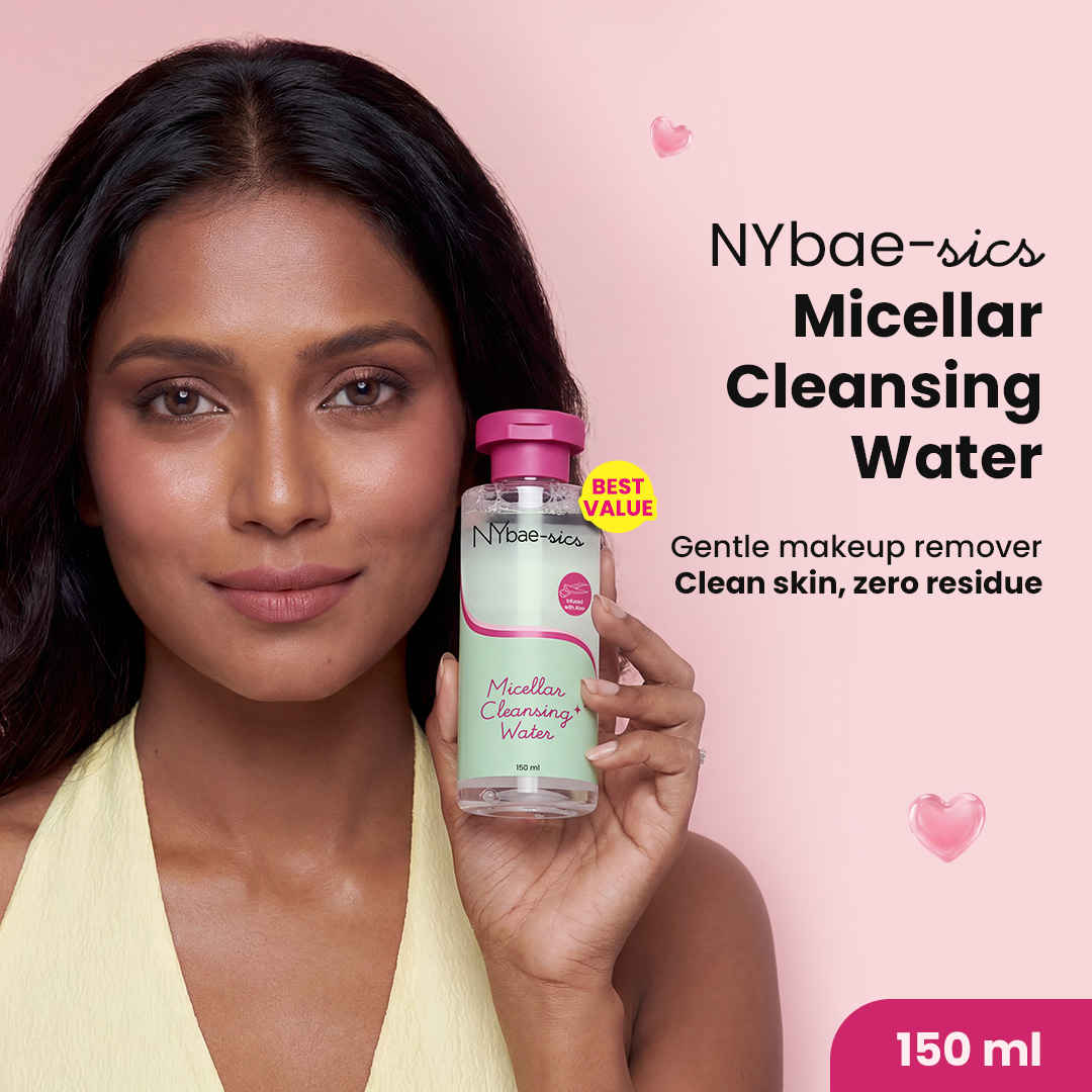 Buy NY Bae-sics Micellar Cleansing Water | With Hyaluronic Acid + Aloe Vera | One-Step Makeup Remover | Cleanses Makeup, Oil & Impurities | Non-Sticky & No Rinse| For All Skin Types | 150 ml - Purplle