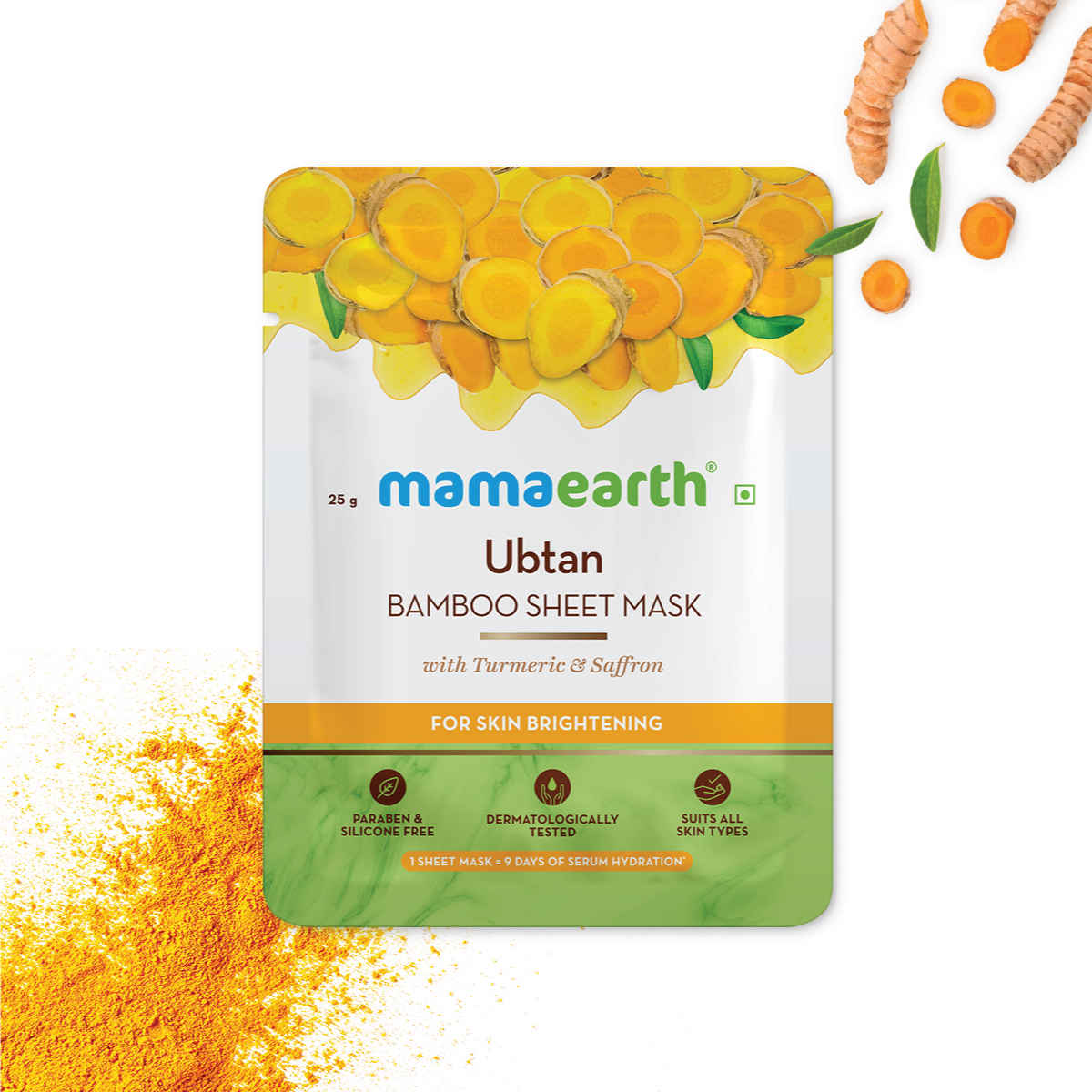 Buy Mamaearth Ubtan Bamboo Sheet Mask with Turmeric & Saffron for Skin Brightening (25 gm) - Purplle