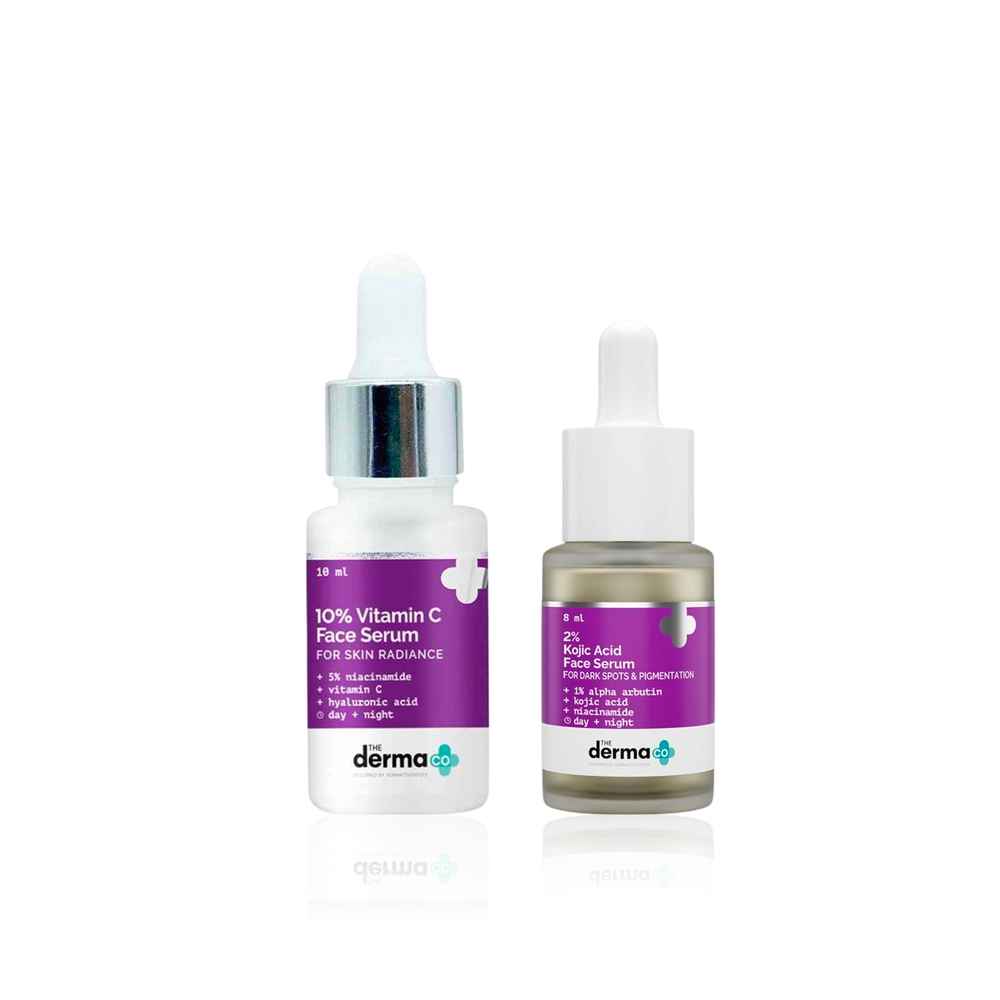 Buy The Derma Co's Ultimate Radiance & Dark Spot Kit( 2% Kojic Acid Serum (30 ml) for Blemishes + 10% Vitamin C Serum (10 ml) for Skin Brightness | Complete Anti-Pigmentation Duo) Combo of 2 - Purplle
