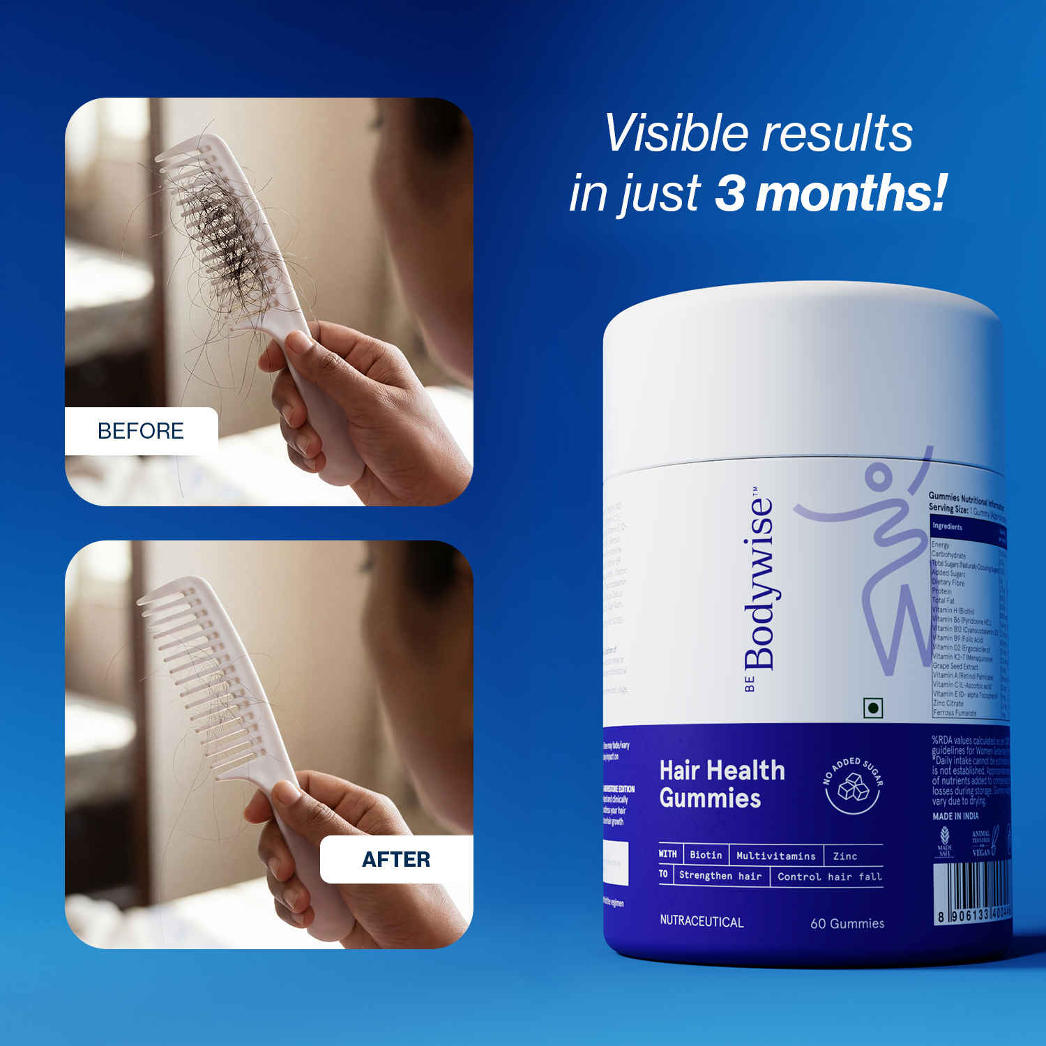 Buy Be Bodywise Biotin Hair Gummies - 60 Gummies, 222 gm - Purplle