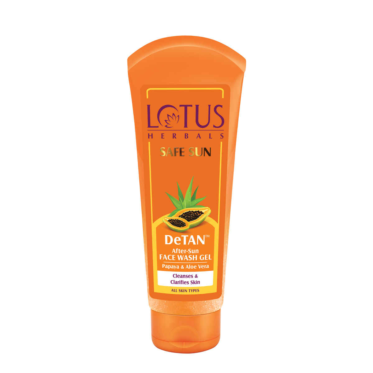 Buy Lotus Herbals Safe Sun DeTAN After-Sun Face Wash gmel | Papaya & Aloe Vera | All Skin Types | 100 gm - Purplle