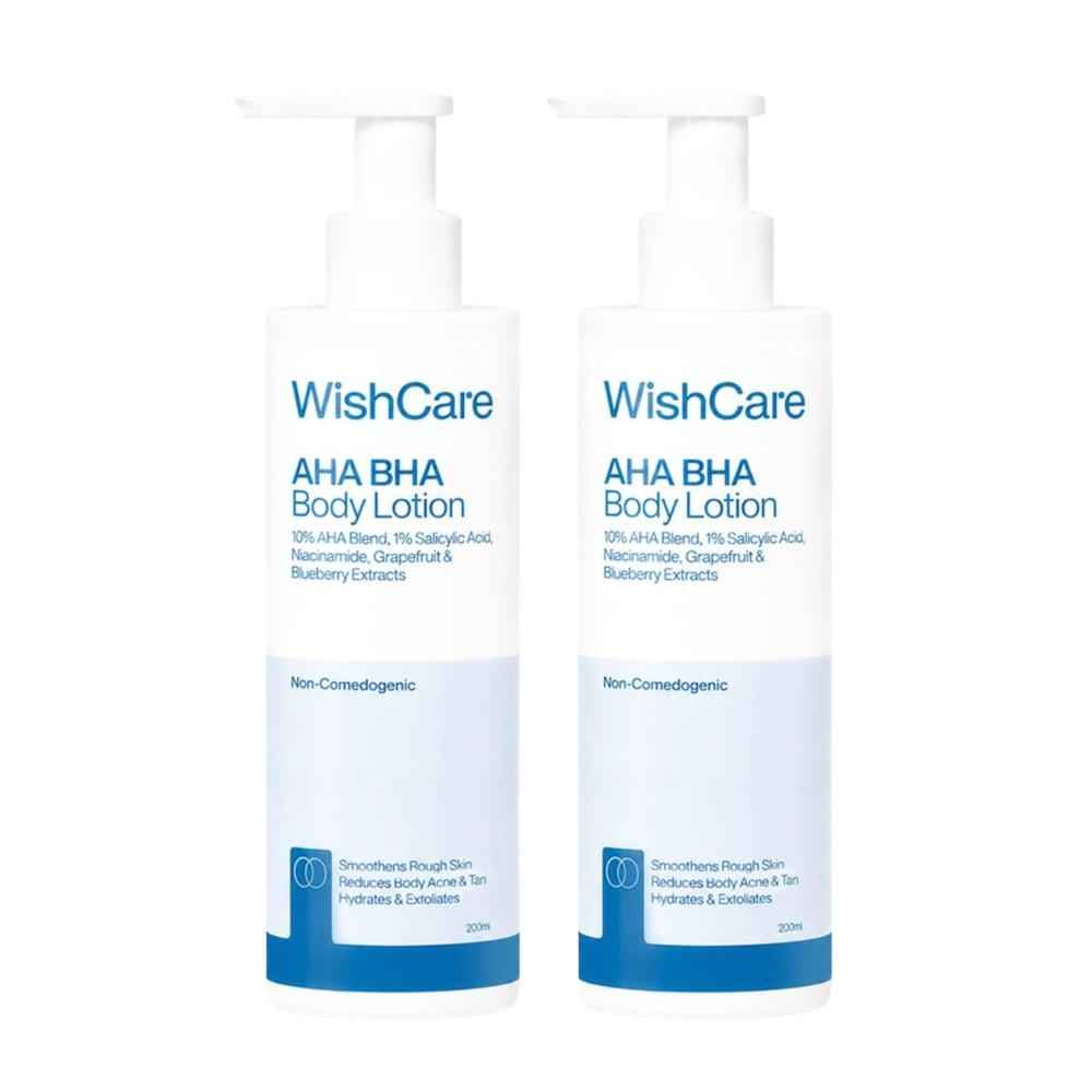 Buy WishCare De Tan & Brightening Body Lotion Duo | 10% AHA + 1% Salicylic Acid for Strawberry Legs & Multi-Vitamin Body Lotion with 5% Vitamin C, 5% Niacinamide & B5 for Pigmentation - Combo of 2 - Purplle