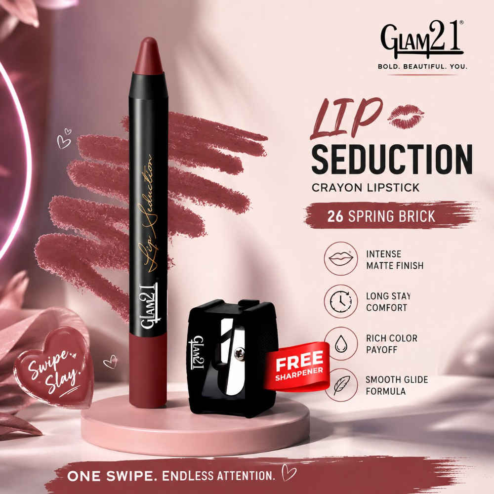 Buy Glam 21 Lip Seduction Non- Transfer Crayon Lipstick| Lightweight & Longlasting|Creamy Matte Formula - 3.6gm| Spring Brick| 26 - Purplle