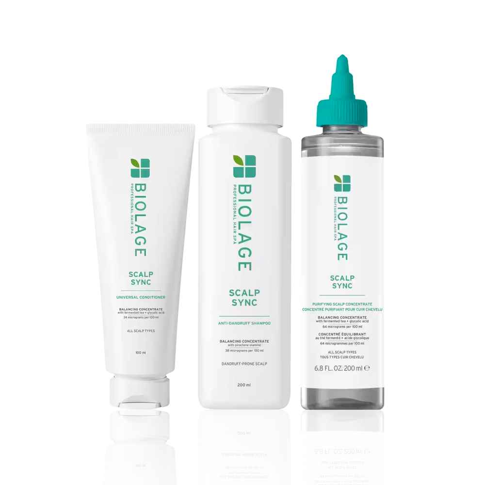 Buy Biolage Scalp Sync Anti-Dandruff Complete Regimen | Shampoo (200 ml) + Universal Conditioner (100 ml) + Anti-Dandruff Concentrate (200 ml) - Combo of 3 - Purplle