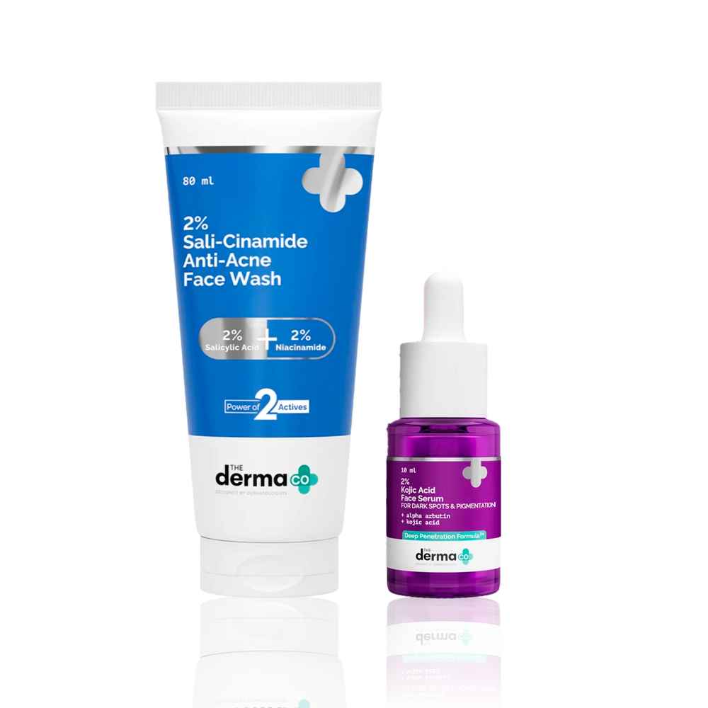 Buy The Derma Co. Cleanse & Brightening Care Combo (Sali-Cinamide Anti-Acne Face Wash – 80 ml + 2% Kojic Acid Face Serum – 10 ml) Combo of 2 - Purplle