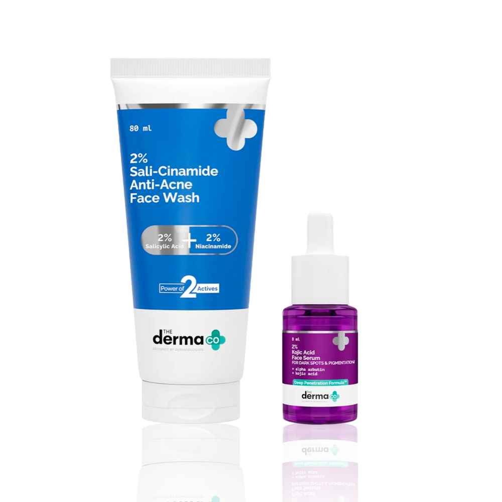 Buy The Derma Co. Cleanse & Brightening Care Combo (Sali-Cinamide Anti-Acne Face Wash – 80 ml + 2% Kojic Acid Face Serum – 8 ml) Combo of 2 - Purplle