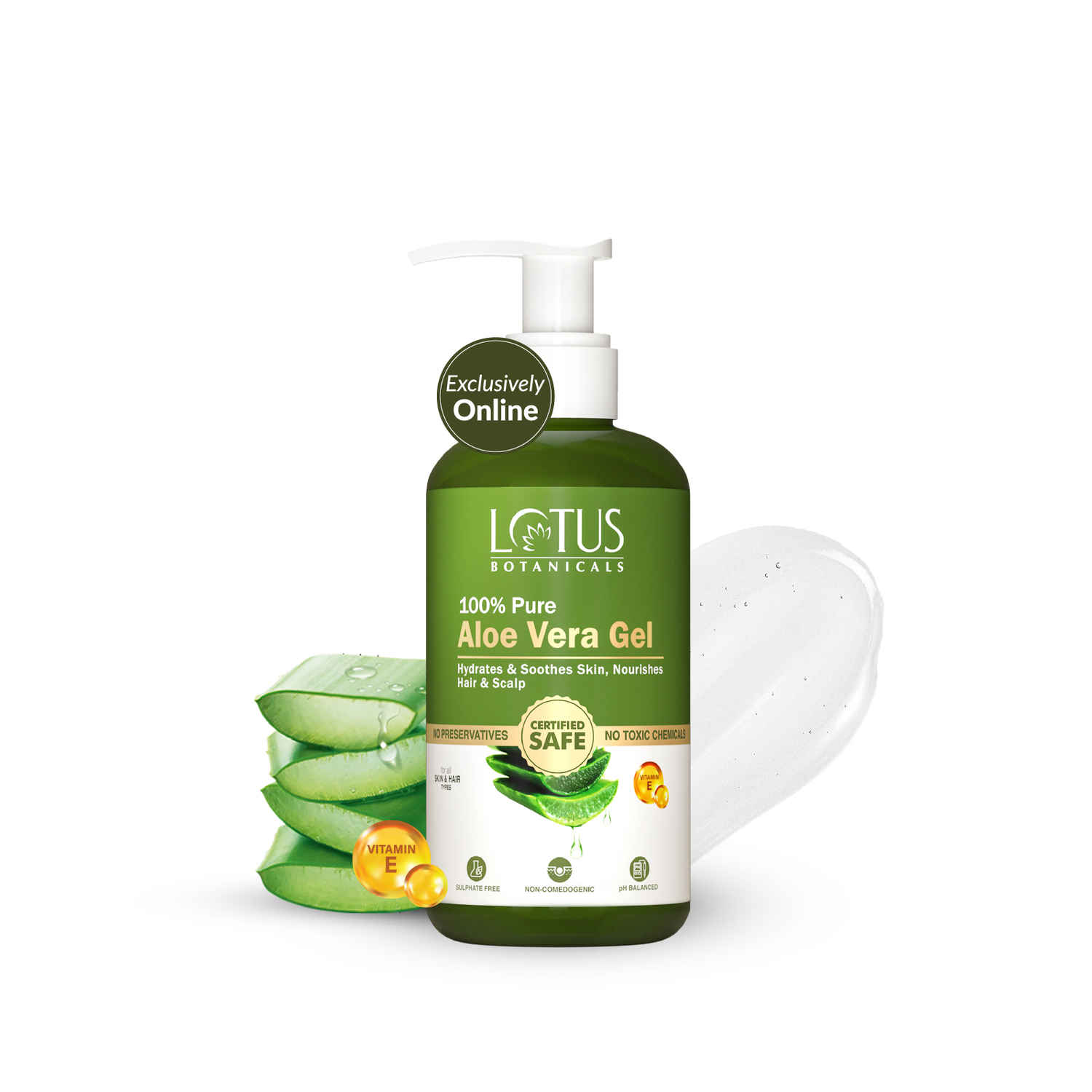 Buy Lotus Botanicals 100% Pure Aloe Vera Gel with Vitamin E | Soothing Gel for Skin and Hair | Hydrates, Soothes, and Nourishes | Natural Skin & Hair Conditioner | All Skin Types | 200 ml - Purplle