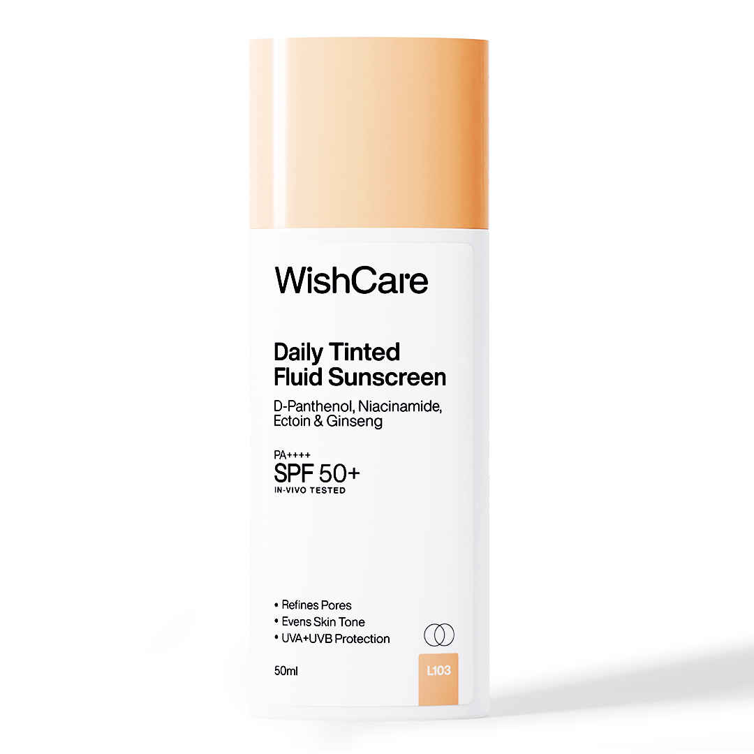 Buy WishCare Daily Tinted Fluid Sunscreen SPF50 PA++++|L103| Broad Spectrum Protection for all skin types| In-Vivo Tested| D-Panthenol, Niacinamide, Ectoin & Ginseng | Evens & Protects | 50 ml - Purplle