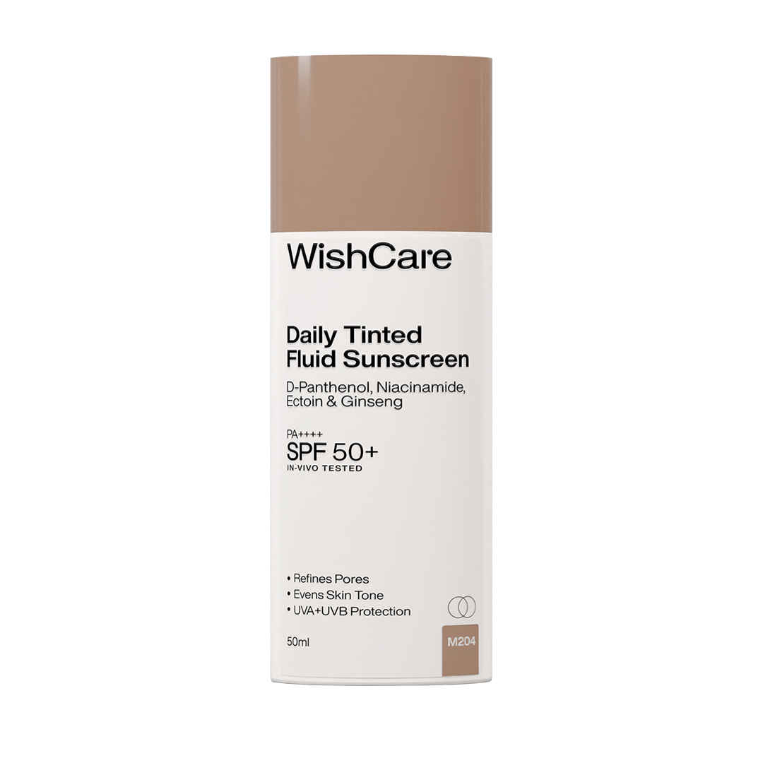 Buy WishCare Daily Tinted Fluid Sunscreen SPF50 PA++++|M204| Broad Spectrum Protection for all skin types| In-Vivo Tested| D-Panthenol, Niacinamide, Ectoin & Ginseng | Evens & Protects | 50 ml - Purplle