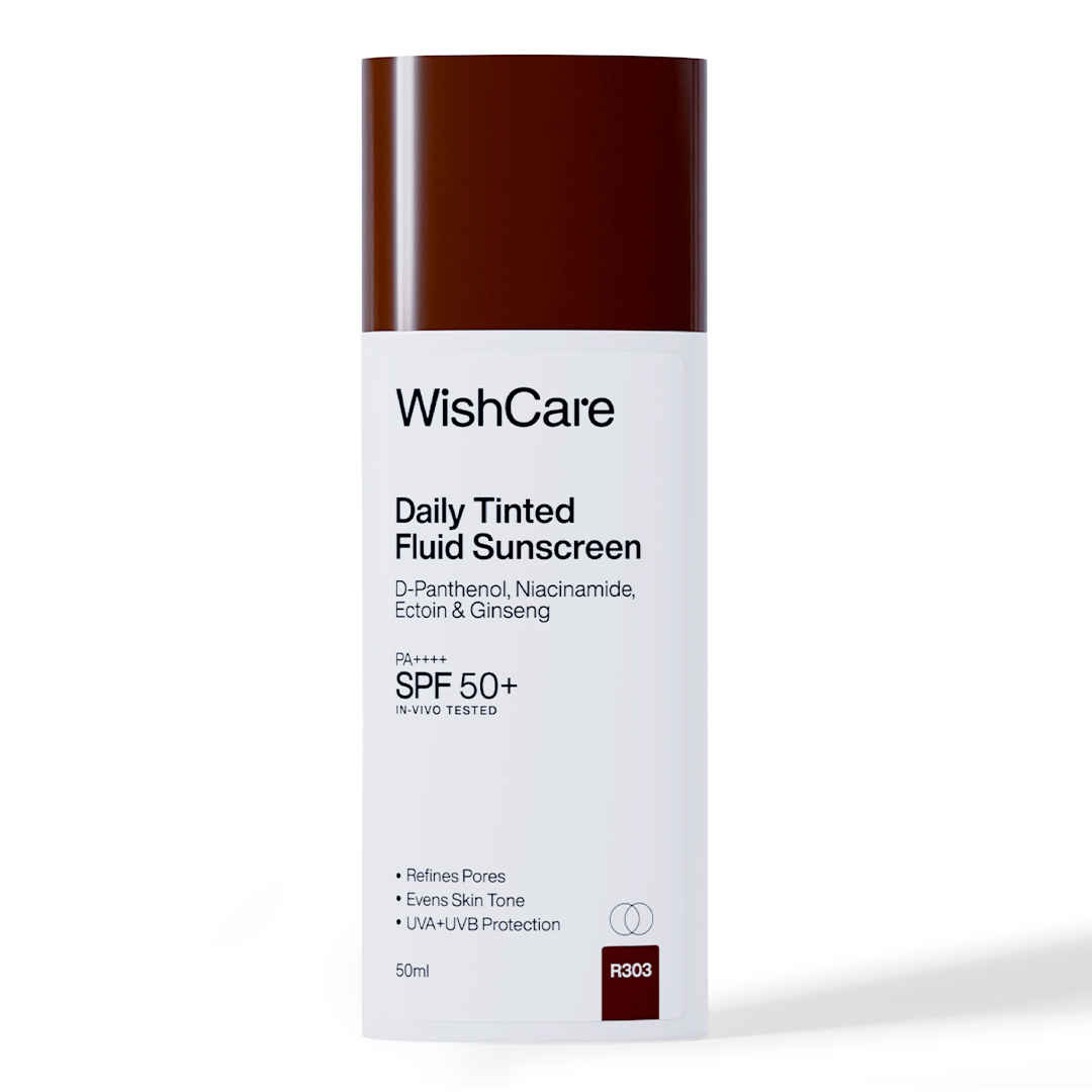 Buy WishCare Daily Tinted Fluid Sunscreen SPF50 PA++++|R303| Broad Spectrum Protection for all skin types| In-Vivo Tested| D-Panthenol, Niacinamide, Ectoin & Ginseng | Evens & Protects | 50 ml - Purplle