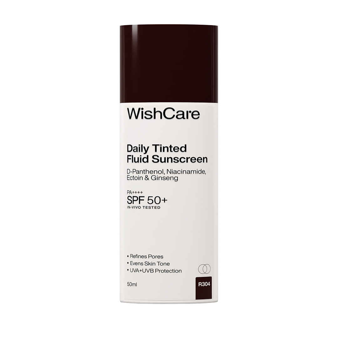 Buy WishCare Daily Tinted Fluid Sunscreen SPF50 PA++++|R304| Broad Spectrum Protection for all skin types| In-Vivo Tested| D-Panthenol, Niacinamide, Ectoin & Ginseng | Evens & Protects | 50 ml - Purplle